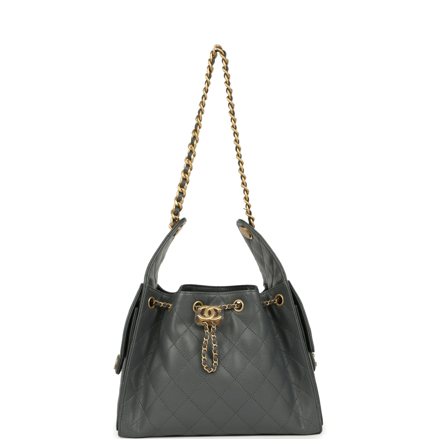 Chanel Small 25 Hobo Bag Dark Grey Caviar — фото 8
