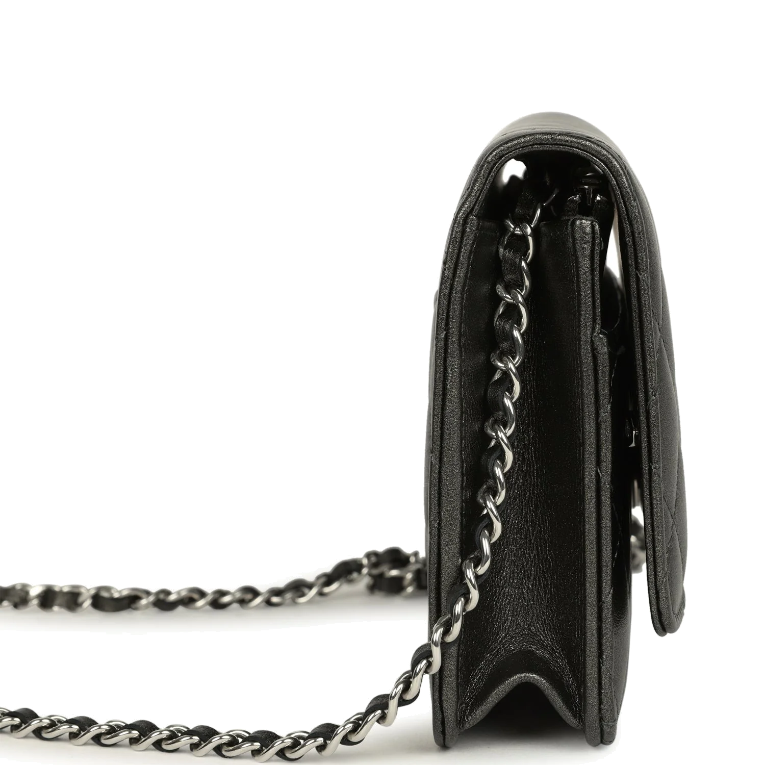 Chanel Wallet On Chain WOC Metallic Grey Lambskin — фото 4