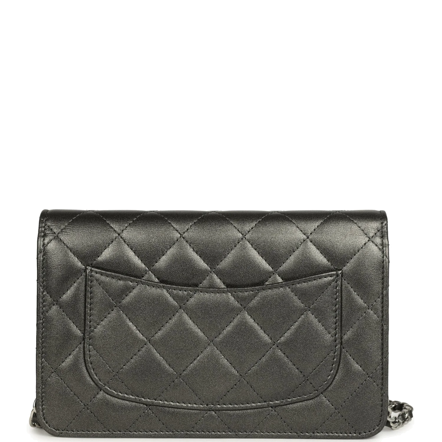 Chanel Wallet On Chain WOC Metallic Grey Lambskin — фото 5