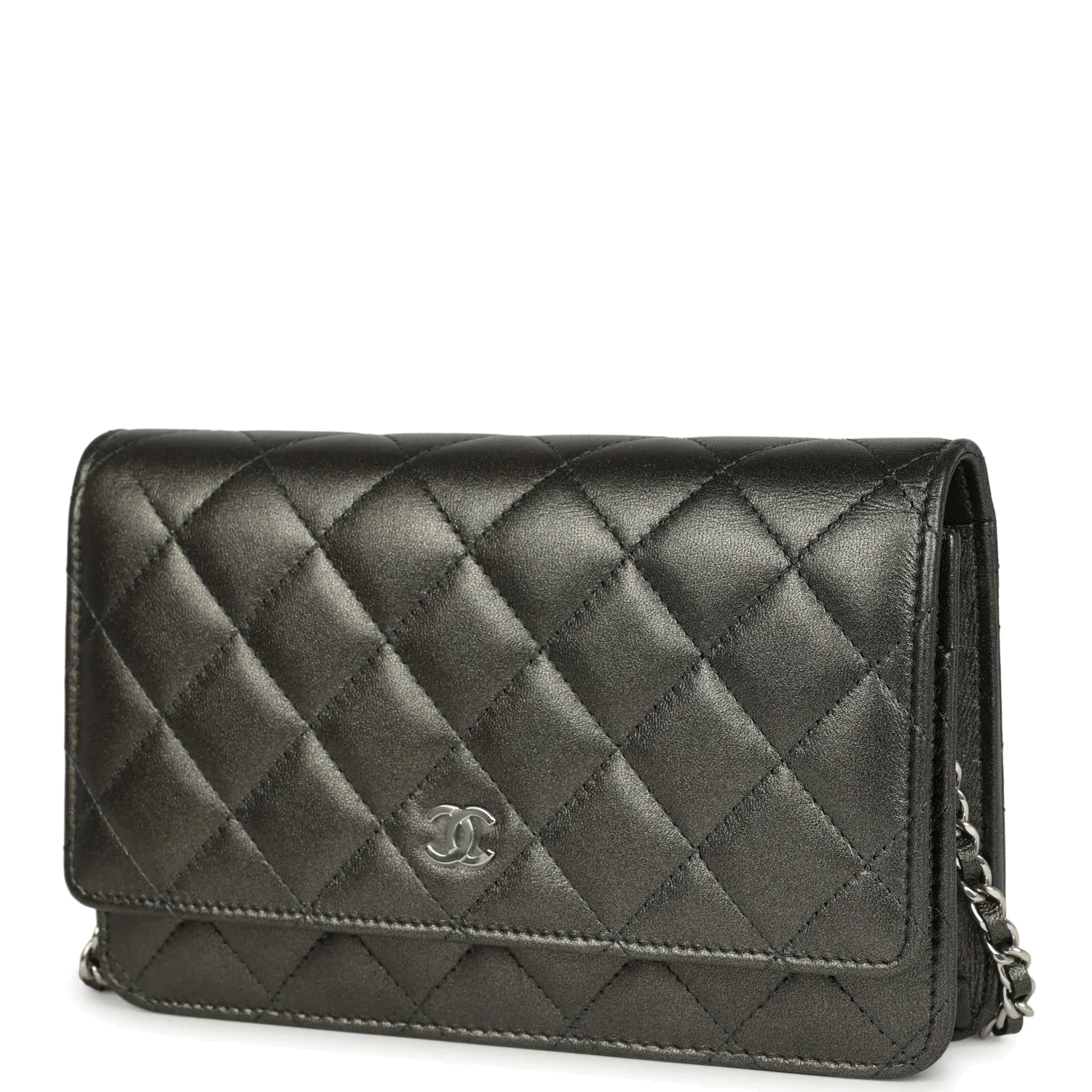 Chanel Wallet On Chain WOC Metallic Grey Lambskin — фото 6