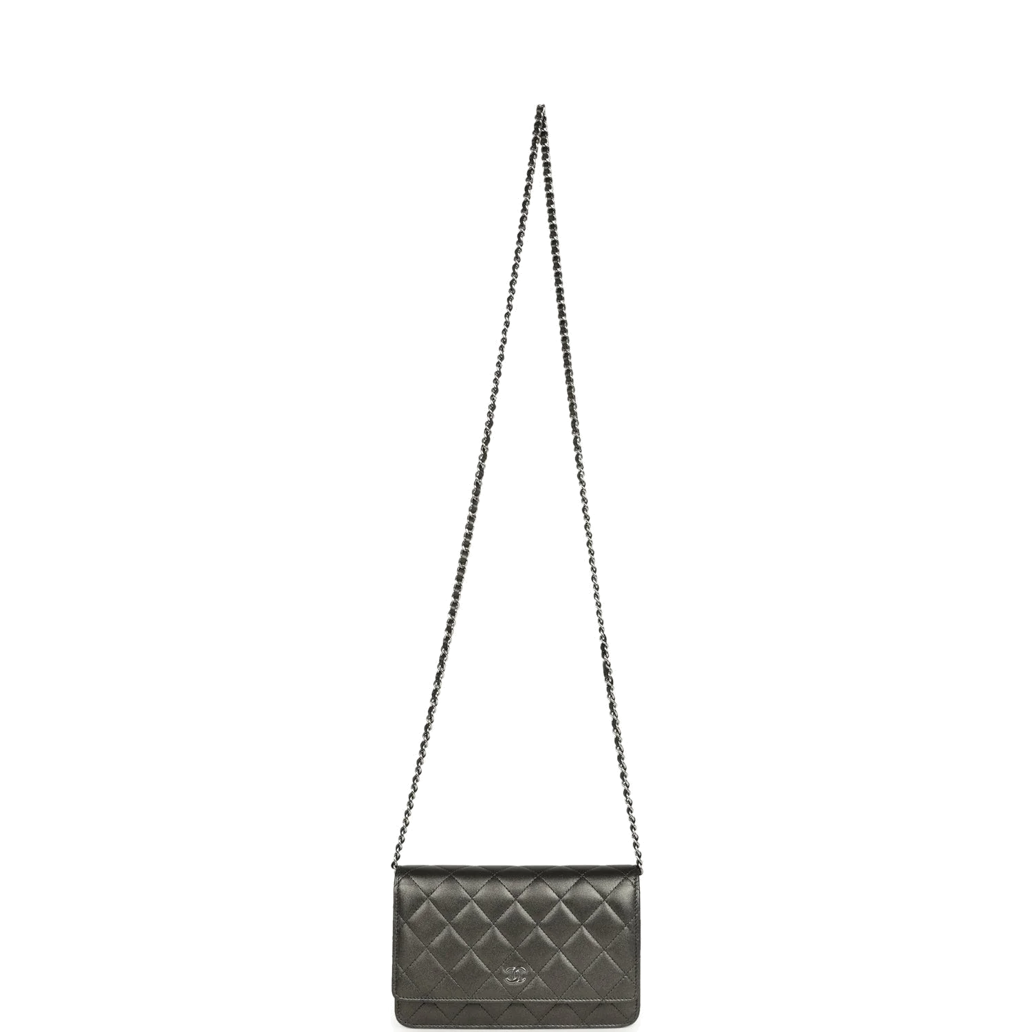 Chanel Wallet On Chain WOC Metallic Grey Lambskin — фото 8