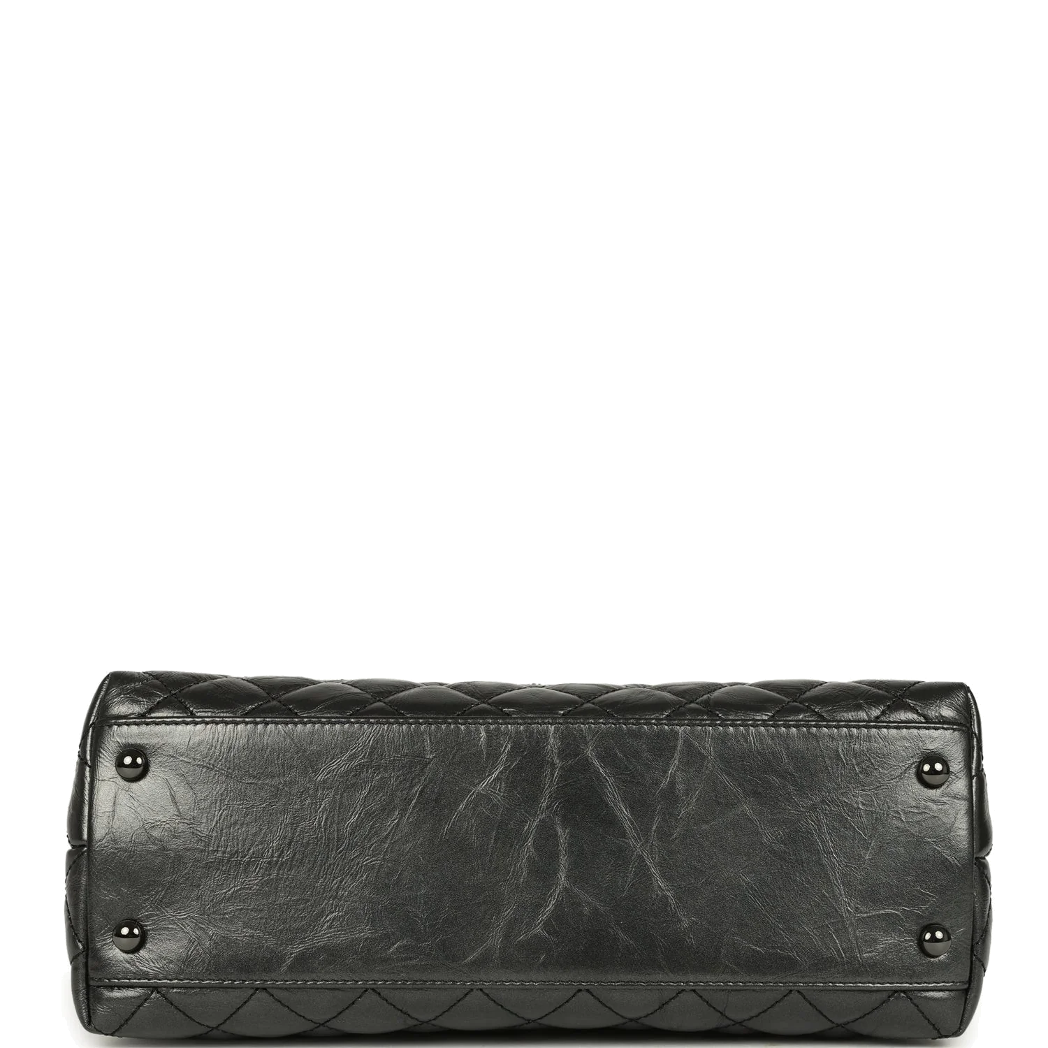 Chanel Small Coco Top Handle Flap Bag Dark Grey Crumpled Calfskin — фото 7