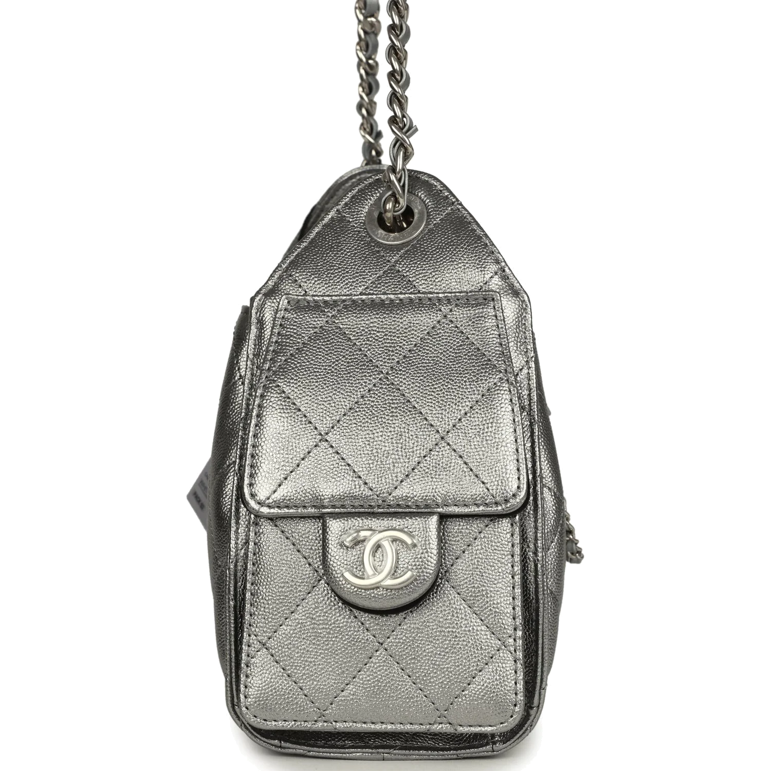Chanel Mini 25 Hobo Bag Anthracite Metallic Caviar — фото 4