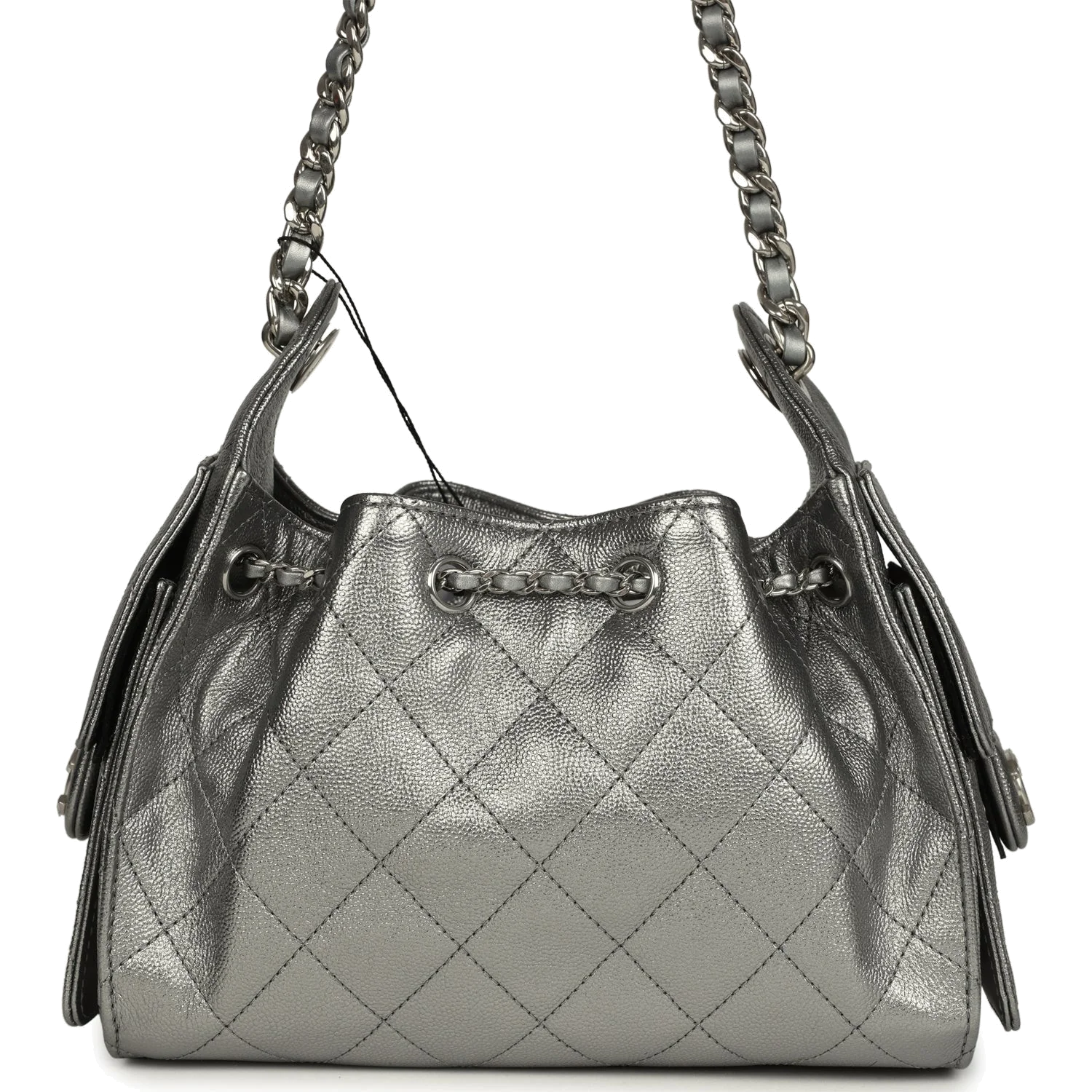 Chanel Mini 25 Hobo Bag Anthracite Metallic Caviar — фото 5
