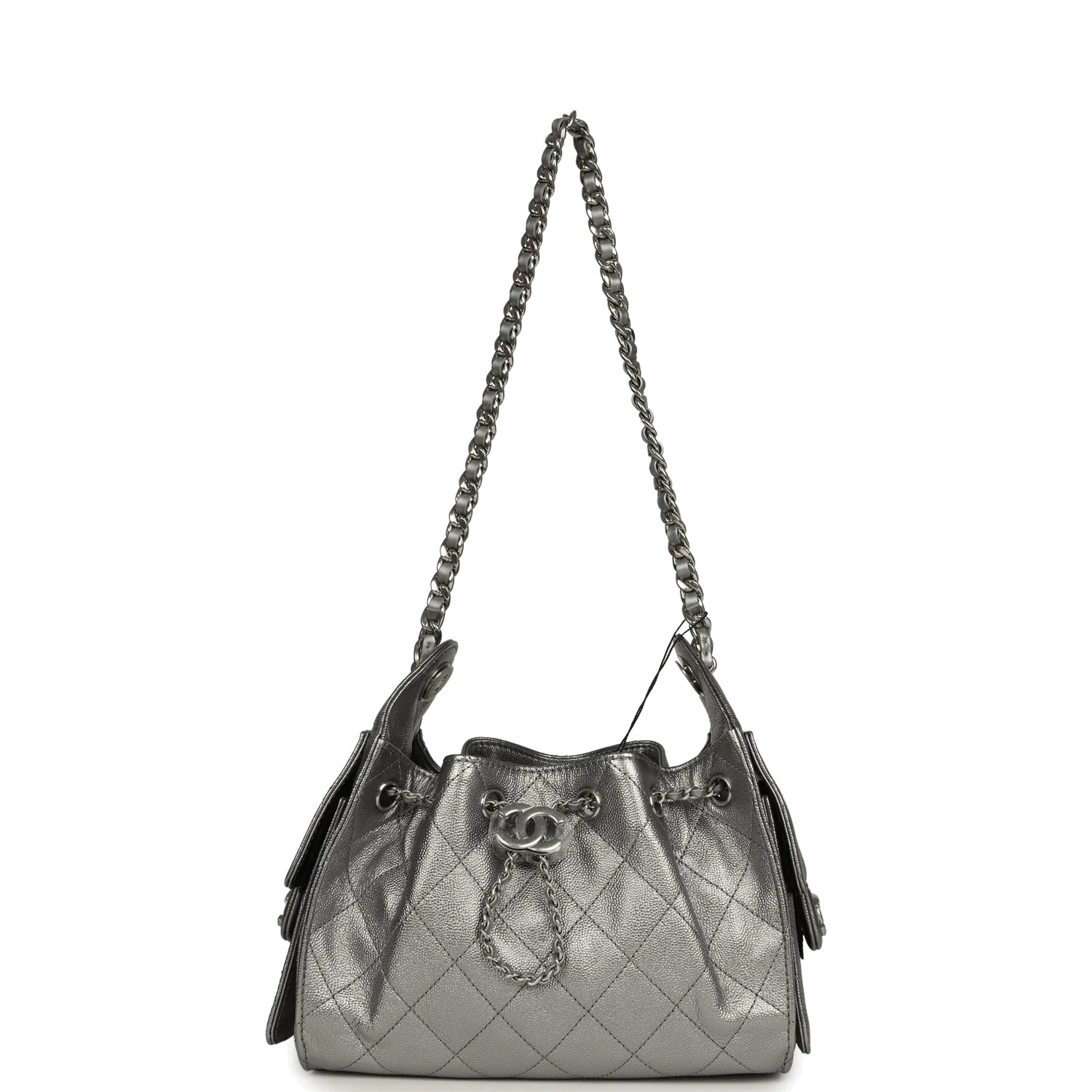 Chanel Mini 25 Hobo Bag Anthracite Metallic Caviar — фото 7