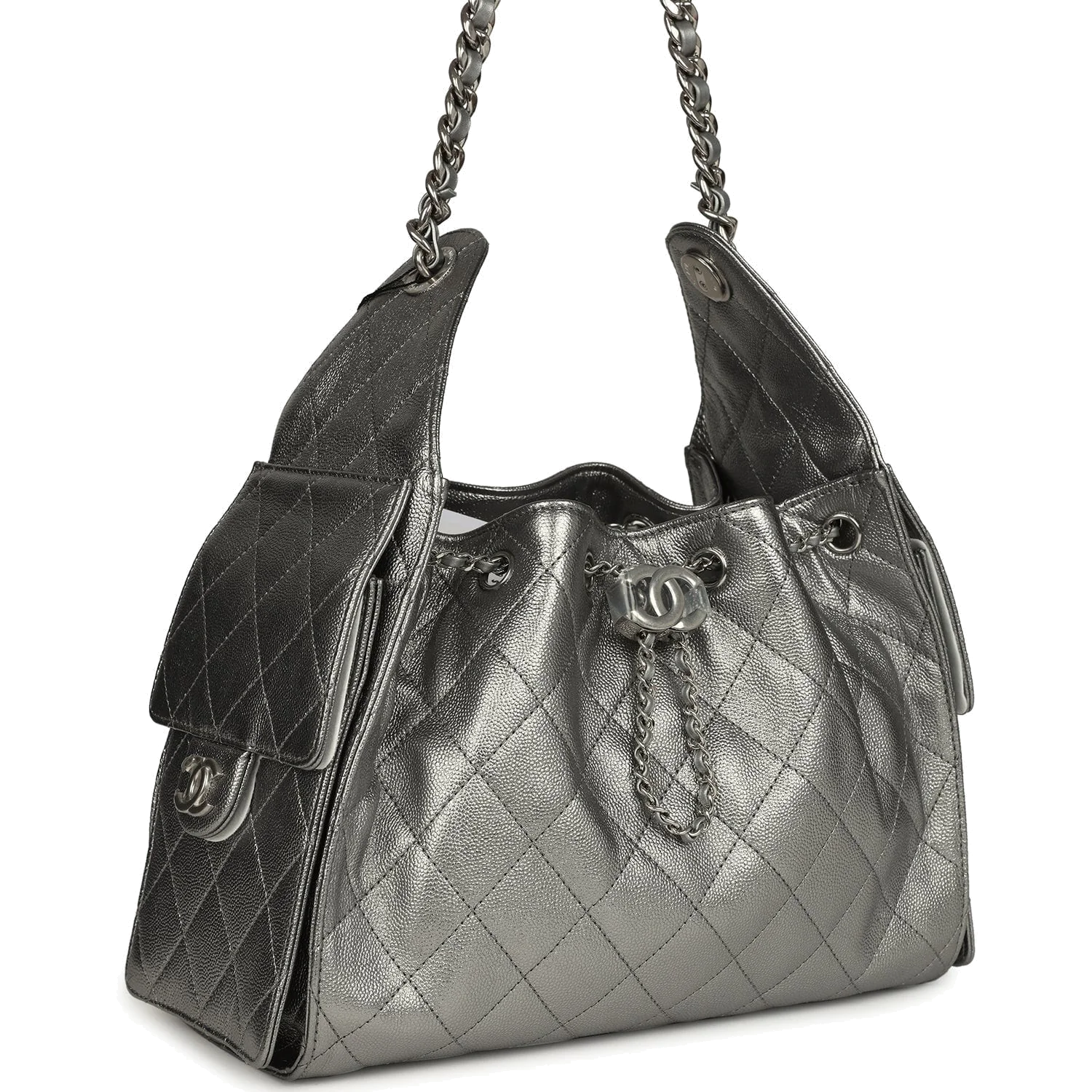 Chanel Small 25 Hobo Bag Metallic Anthracite Caviar — фото 3