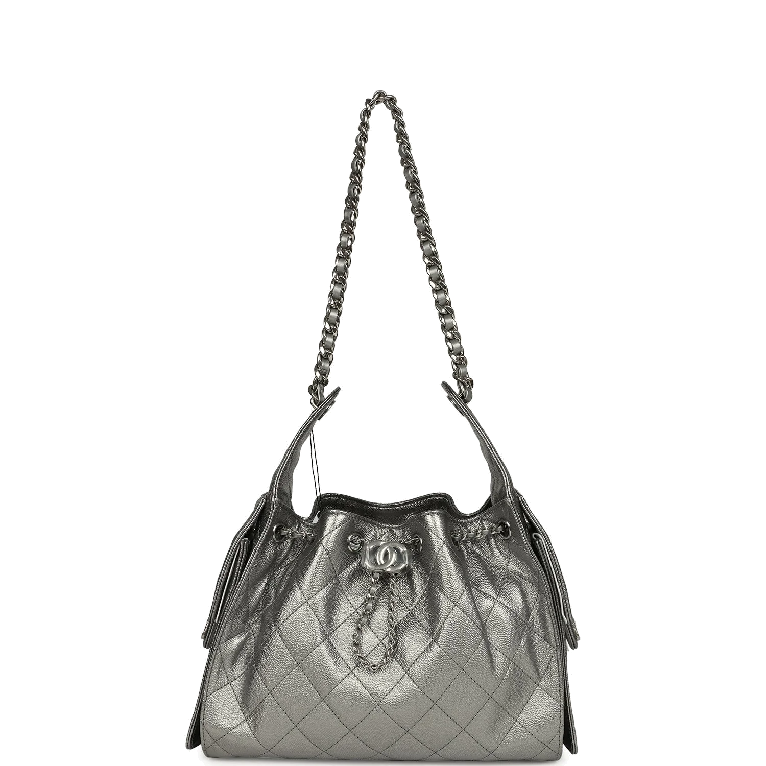 Chanel Small 25 Hobo Bag Metallic Anthracite Caviar — фото 7