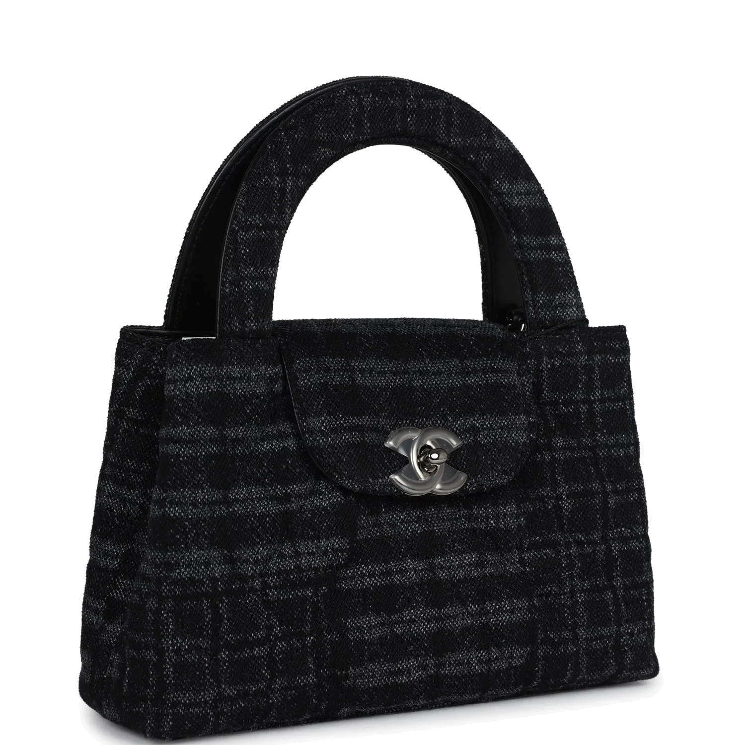 Chanel Small Kelly Shopper Dark Grey and Black Plaid Canvas — фото 3