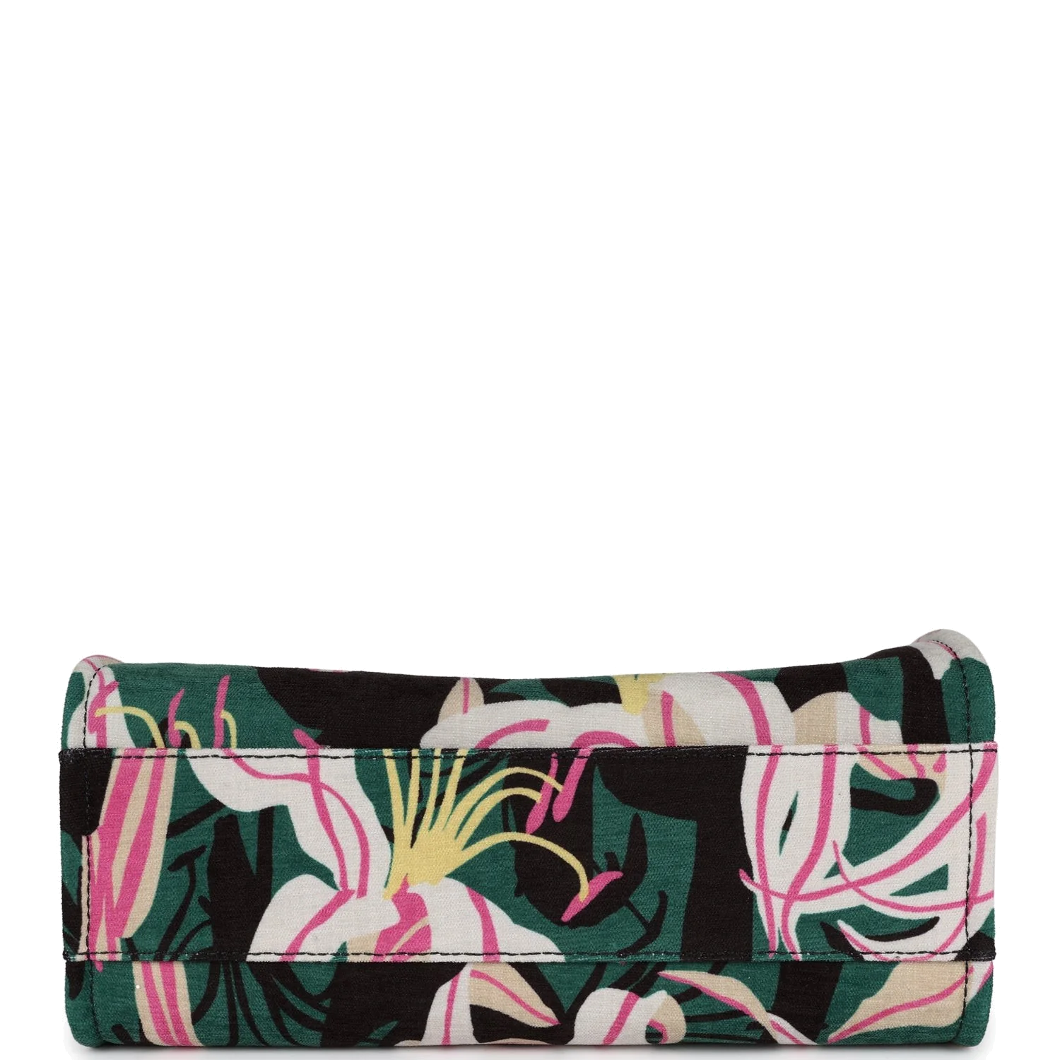 Chanel Small Deauville Shopping Tote Green and Pink Tropical Floral Velvet — фото 8