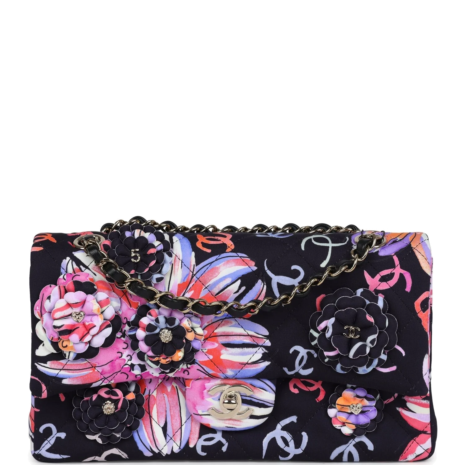 Chanel Small Flap Bag Black Multi Floral Fabric — фото 2