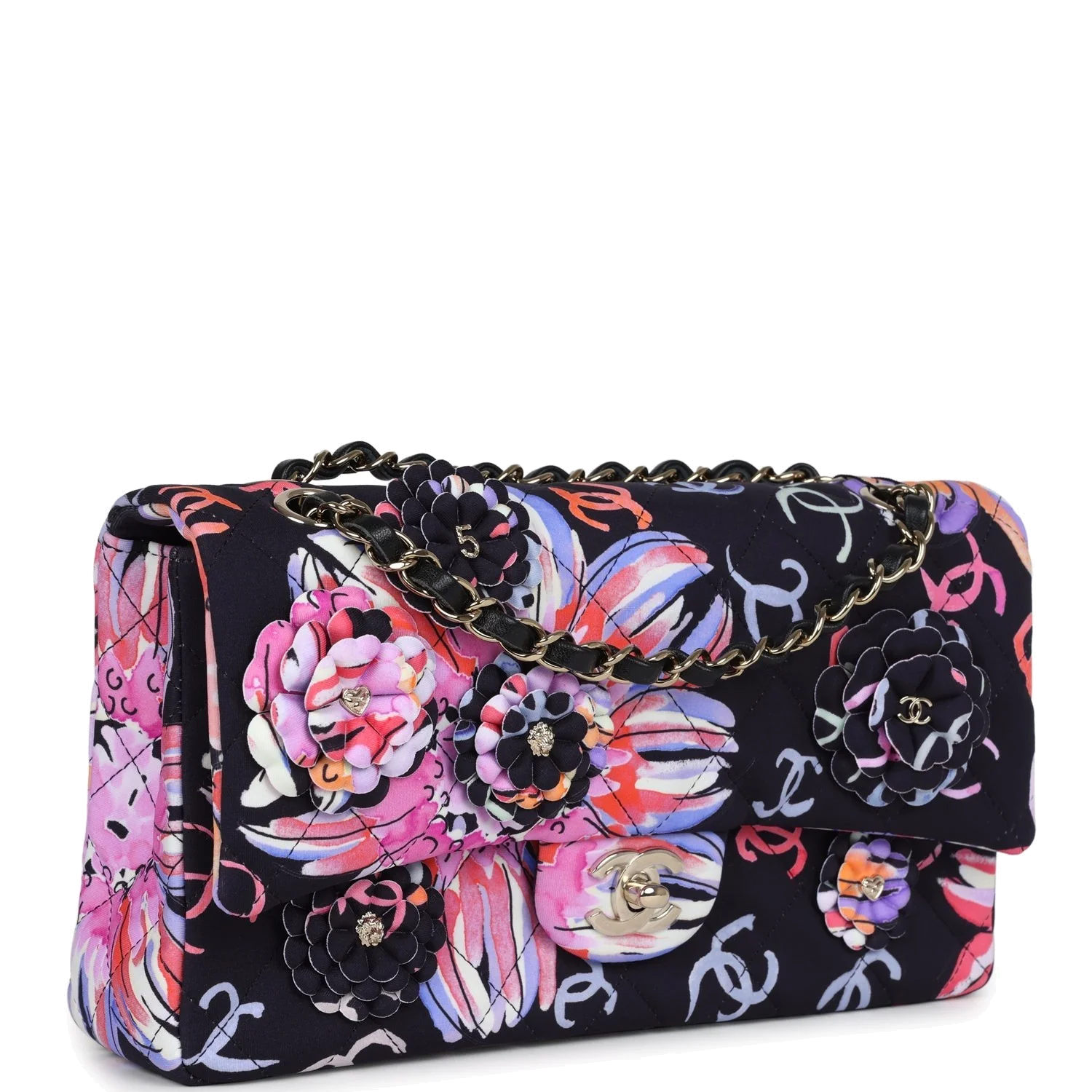 Chanel Small Flap Bag Black Multi Floral Fabric — фото 3