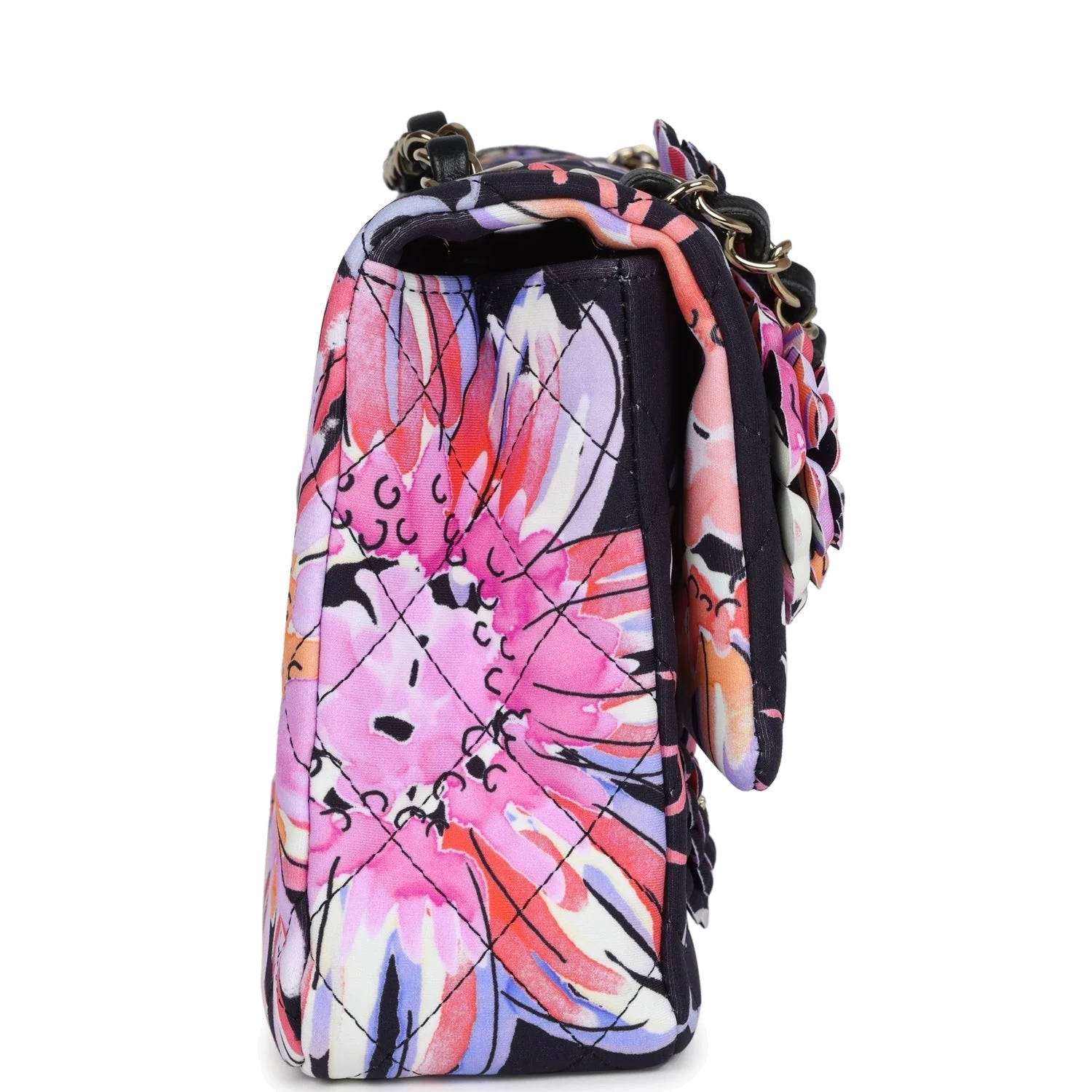 Chanel Small Flap Bag Black Multi Floral Fabric — фото 4