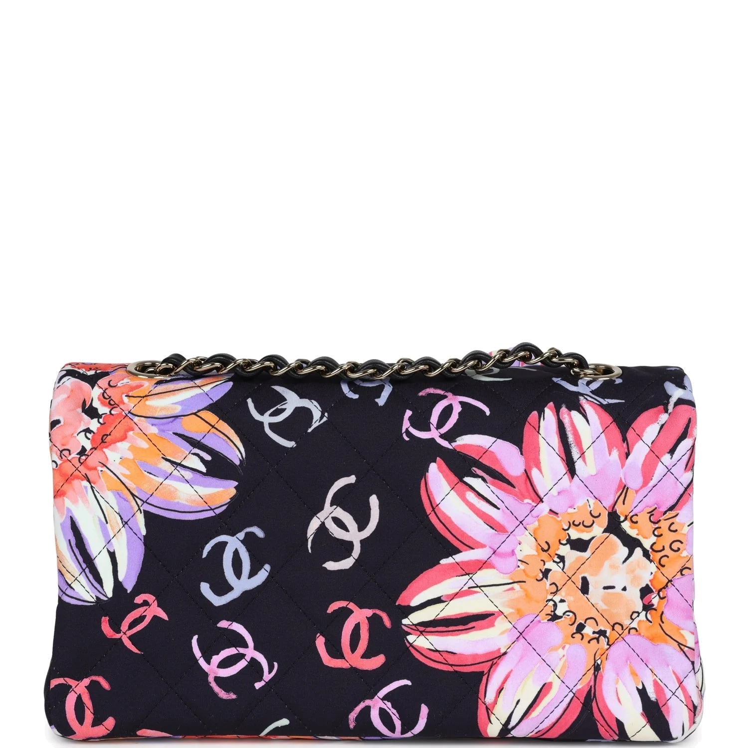 Chanel Small Flap Bag Black Multi Floral Fabric — фото 5