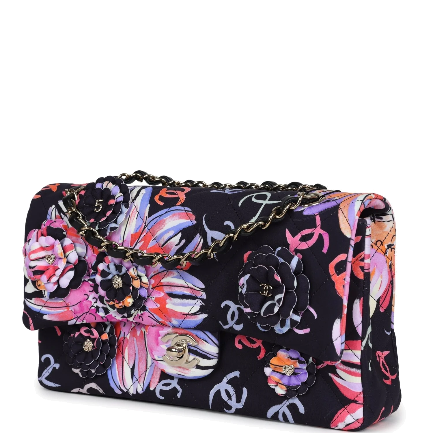 Chanel Small Flap Bag Black Multi Floral Fabric — фото 6