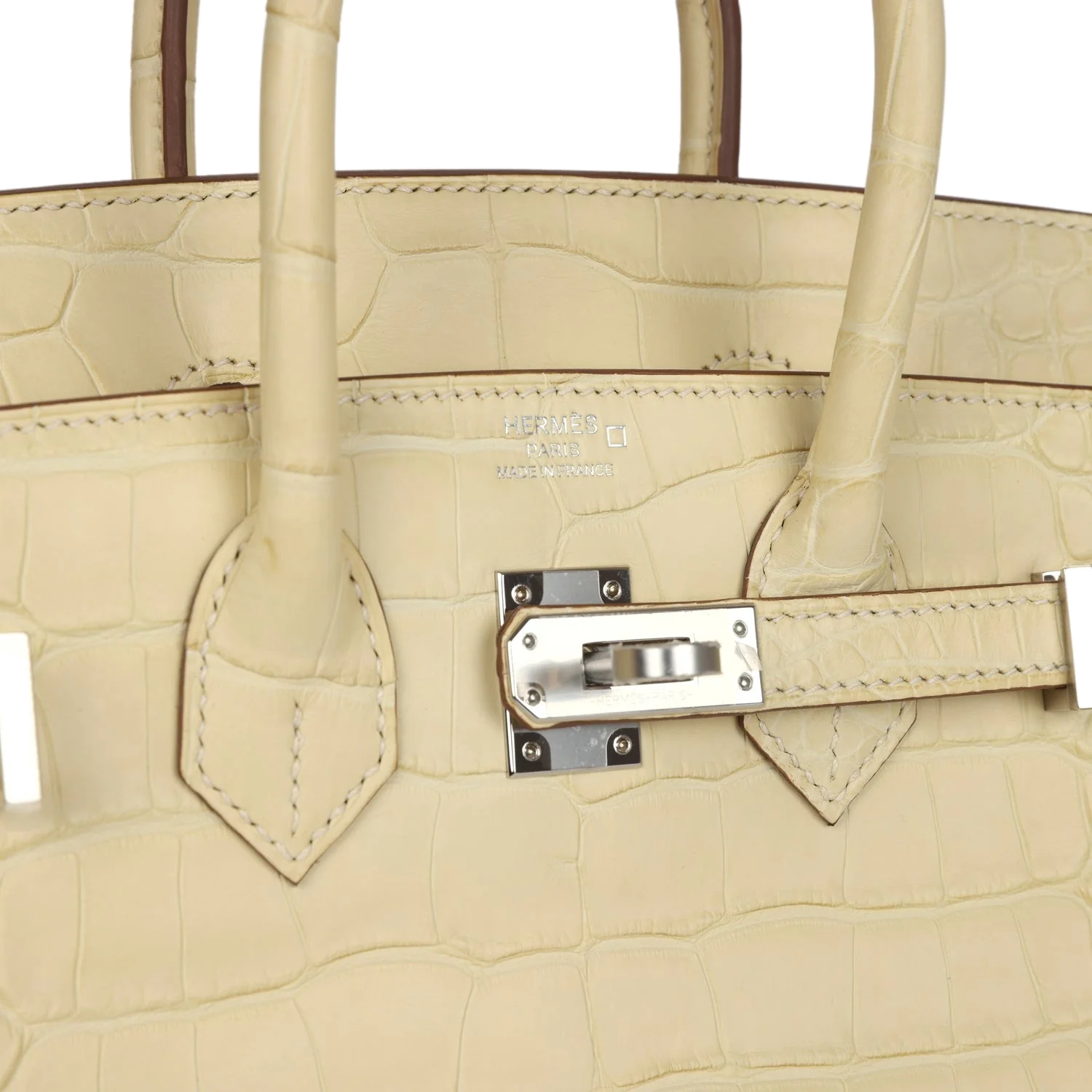 Hermes Birkin 25 Vanille Matte Alligator Palladium Hardware Ваниль матовый — фото 8