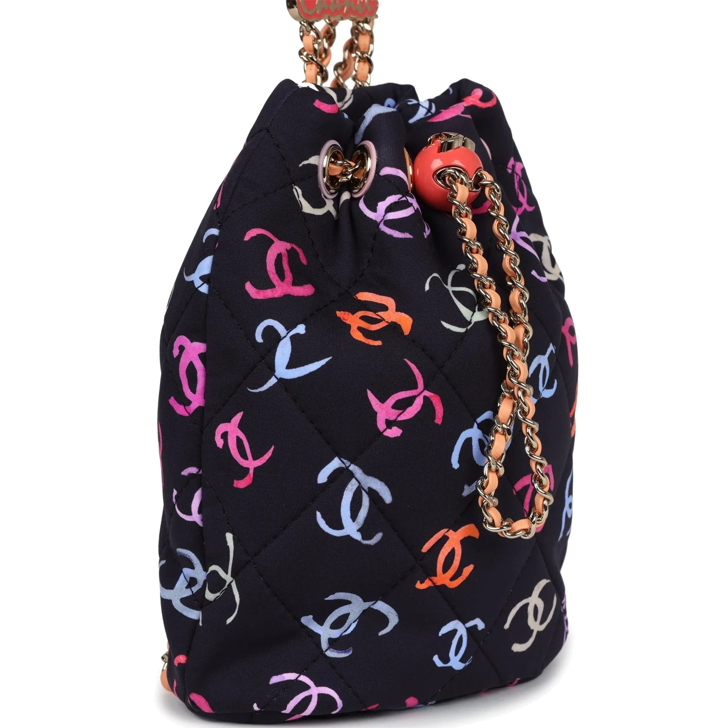 Chanel Medium CC Drawstring Backpack Multicolored Printed Fabric — фото 3