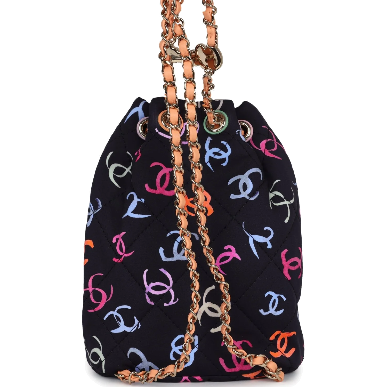 Chanel Medium CC Drawstring Backpack Multicolored Printed Fabric — фото 5