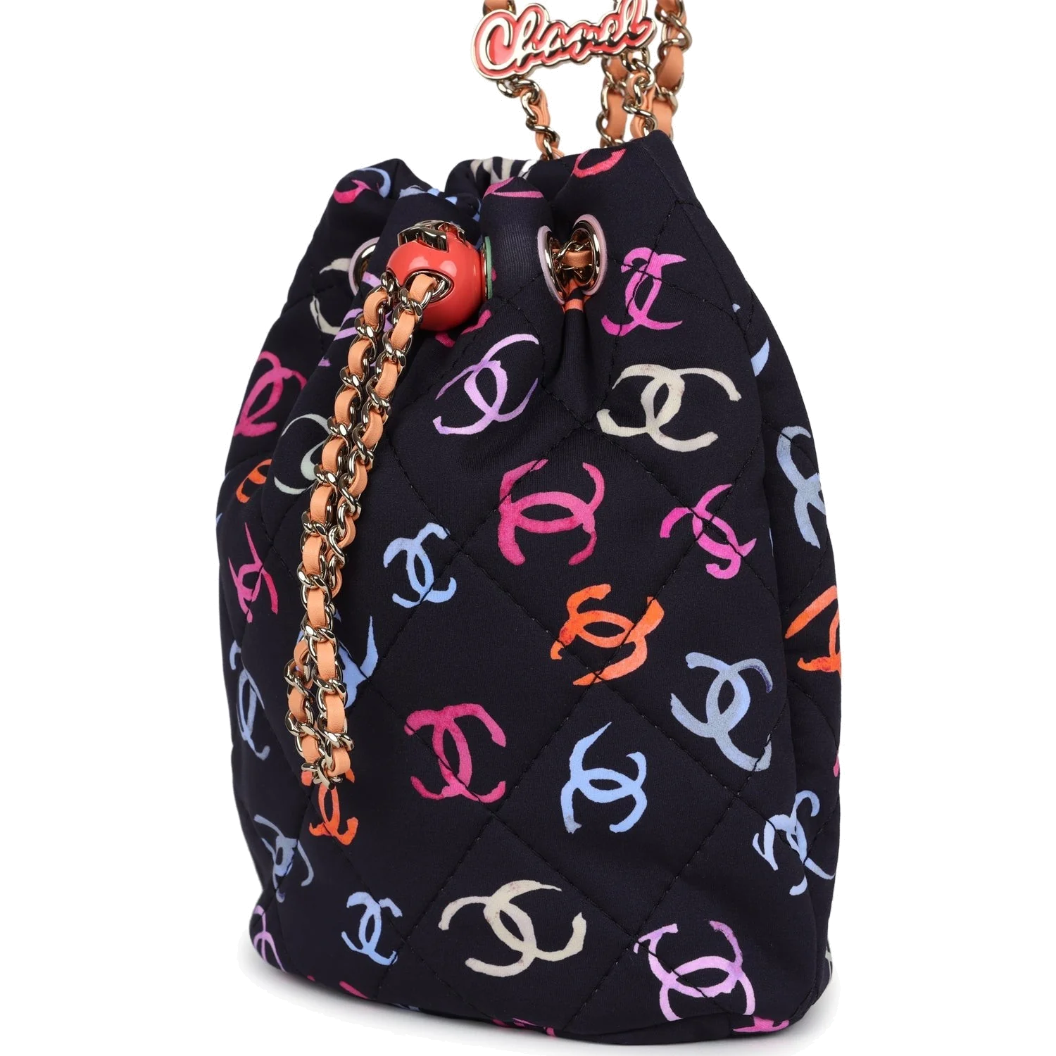 Chanel Medium CC Drawstring Backpack Multicolored Printed Fabric — фото 6