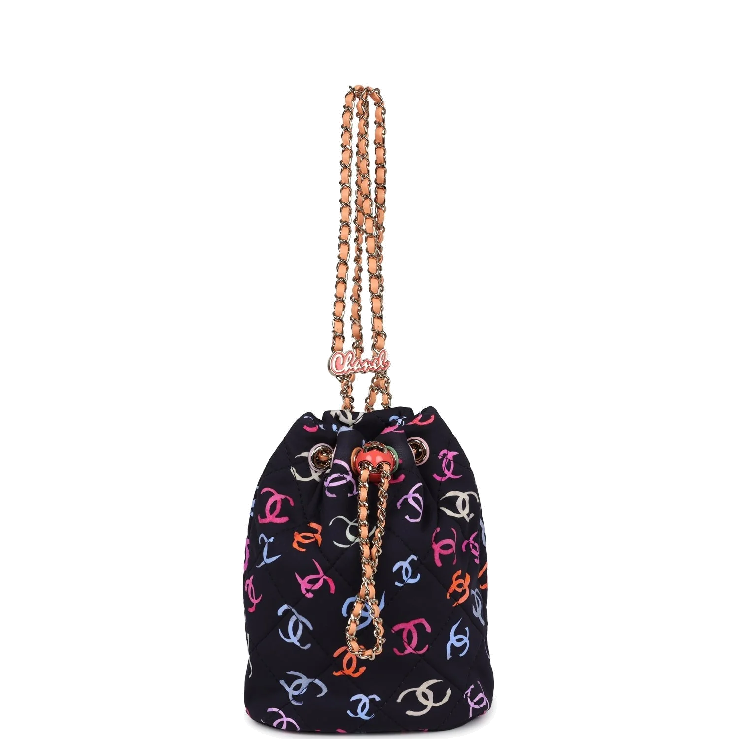 Chanel Medium CC Drawstring Backpack Multicolored Printed Fabric — фото 8