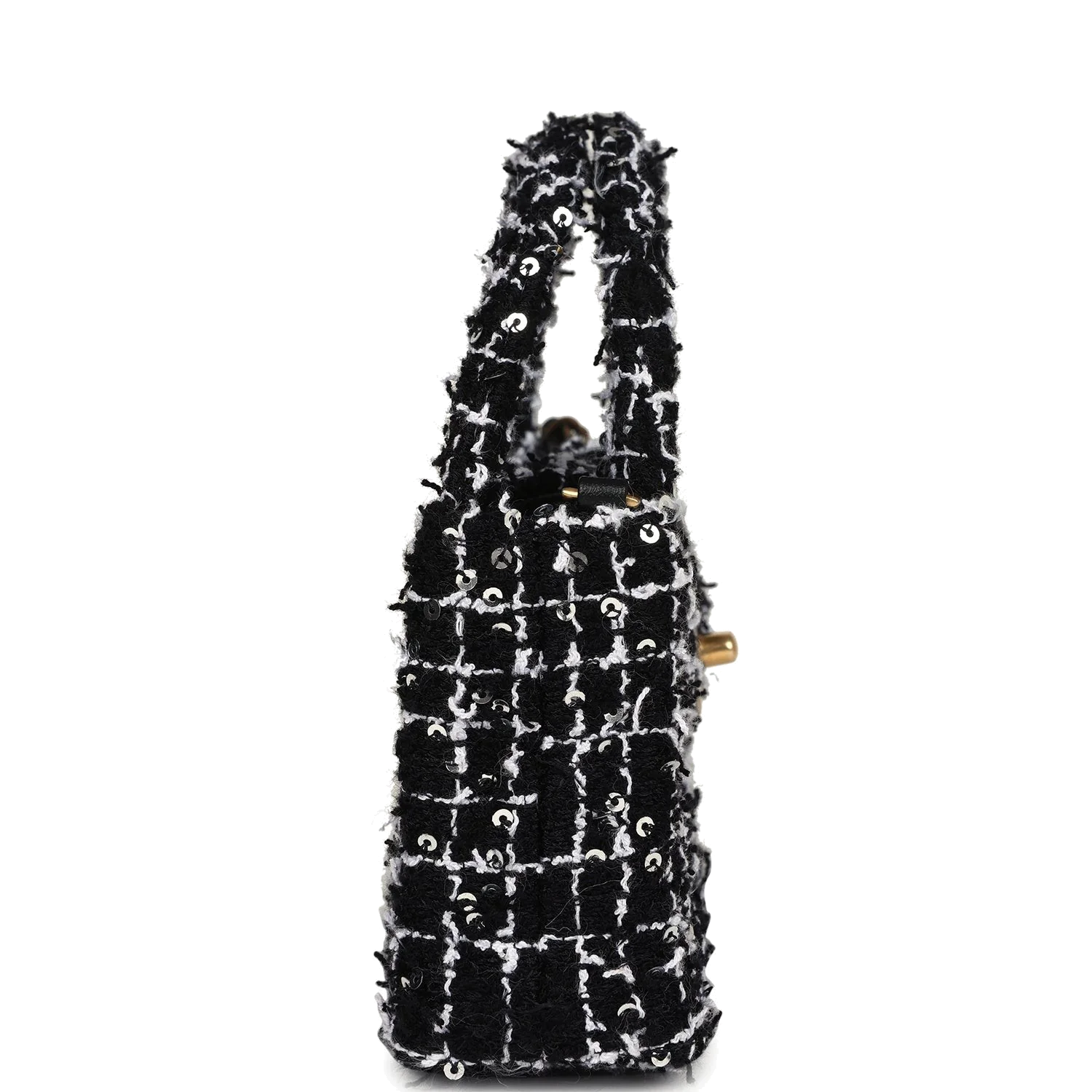 Chanel Nano Kelly Shopper Black, White & Silver Sequin Tweed — фото 4