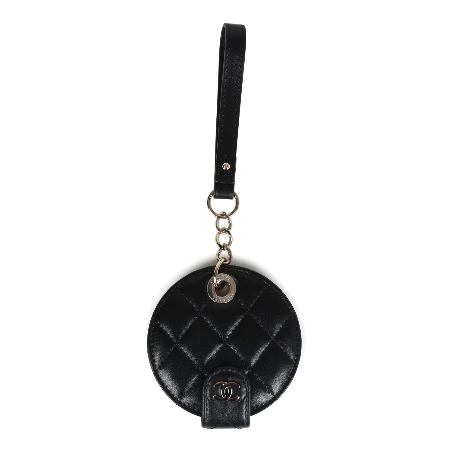 Chanel Round Luggage Tag Black Lambskin — фото 2