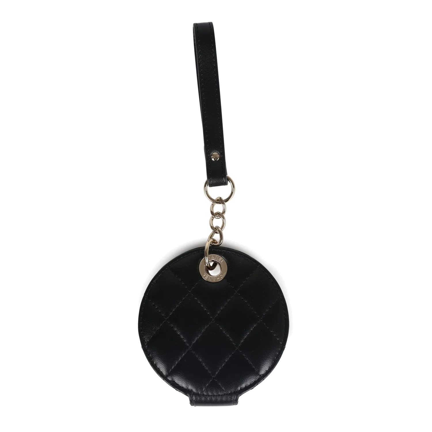 Chanel Round Luggage Tag Black Lambskin — фото 4
