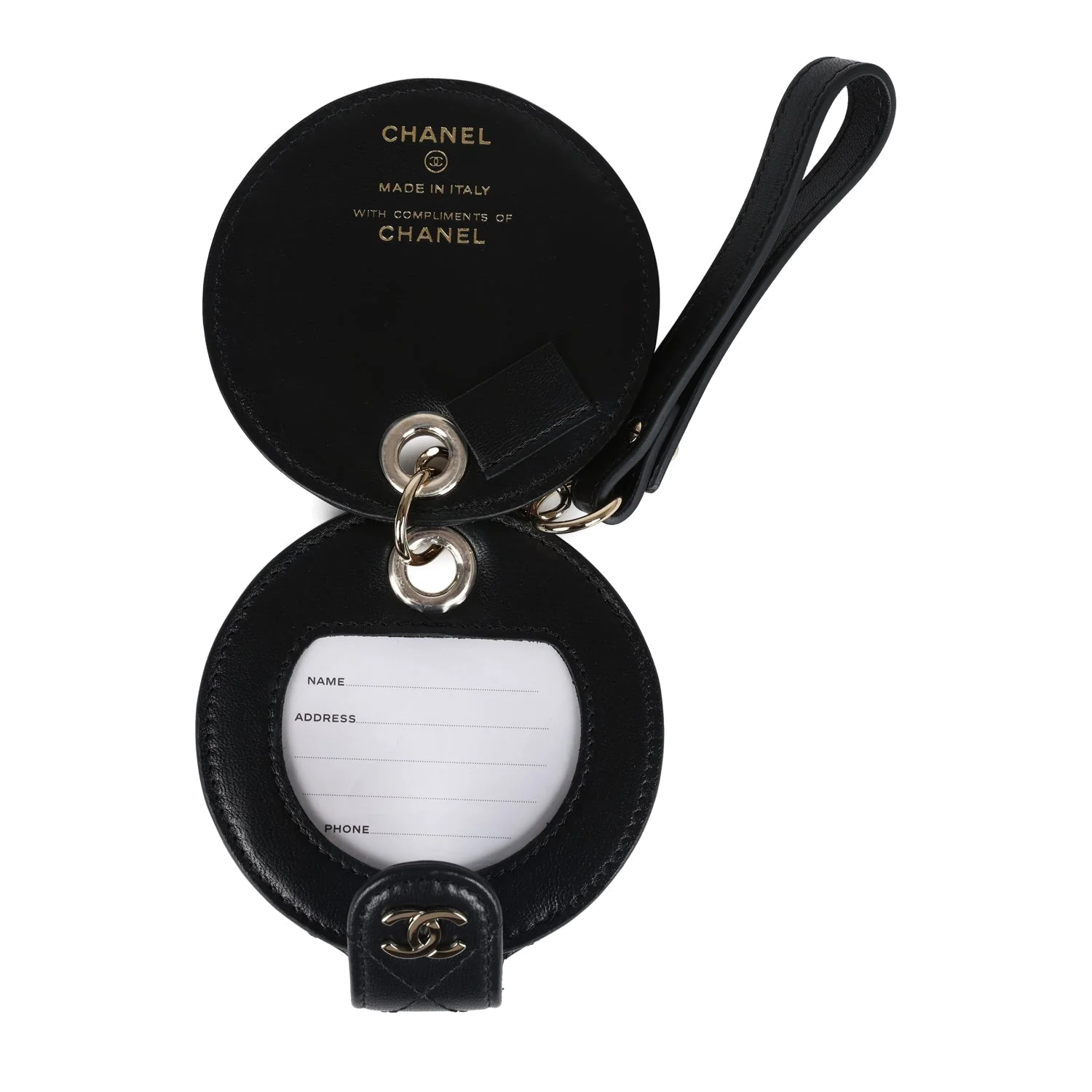 Chanel Round Luggage Tag Black Lambskin — фото 5