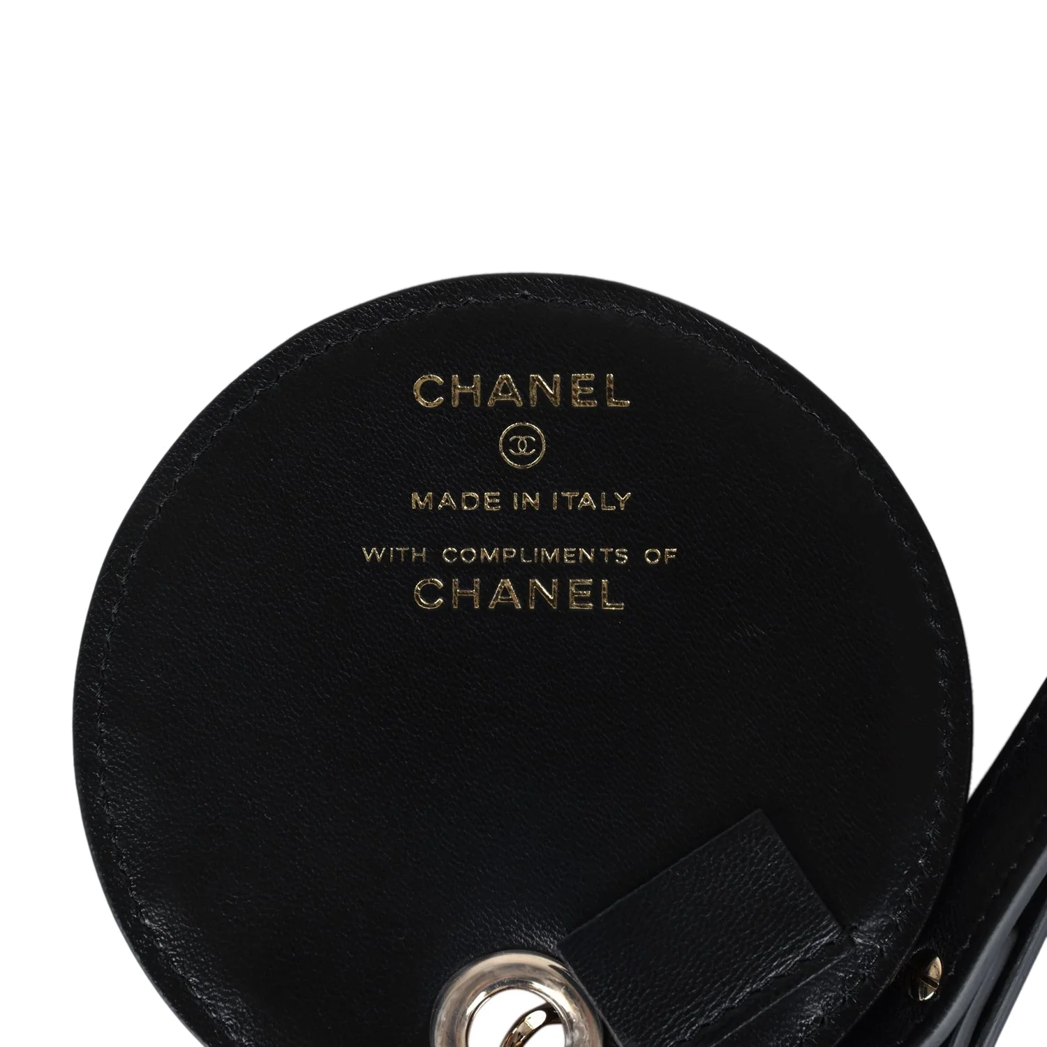Chanel Round Luggage Tag Black Lambskin — фото 6