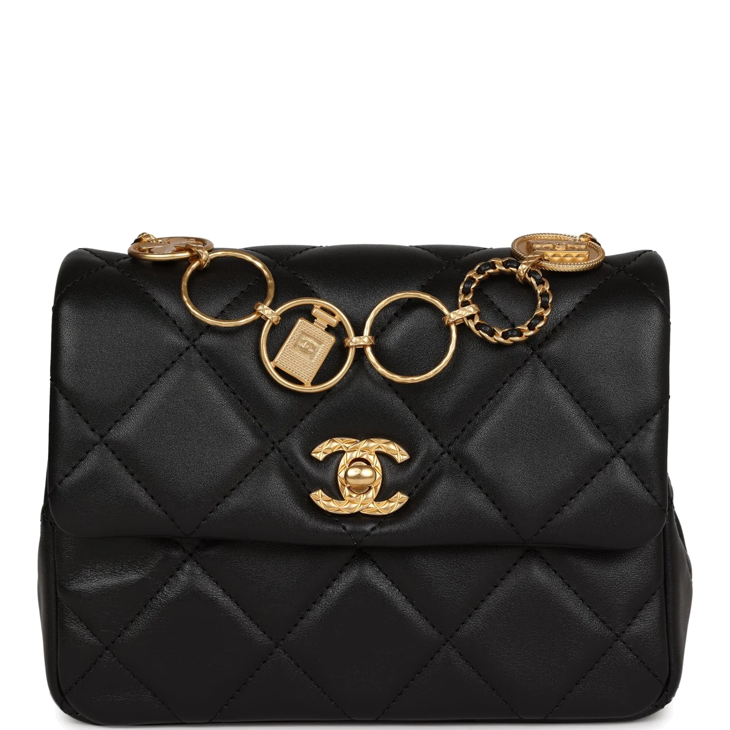 Chanel Mini Charms Flap Bag Black Lambskin — фото 2