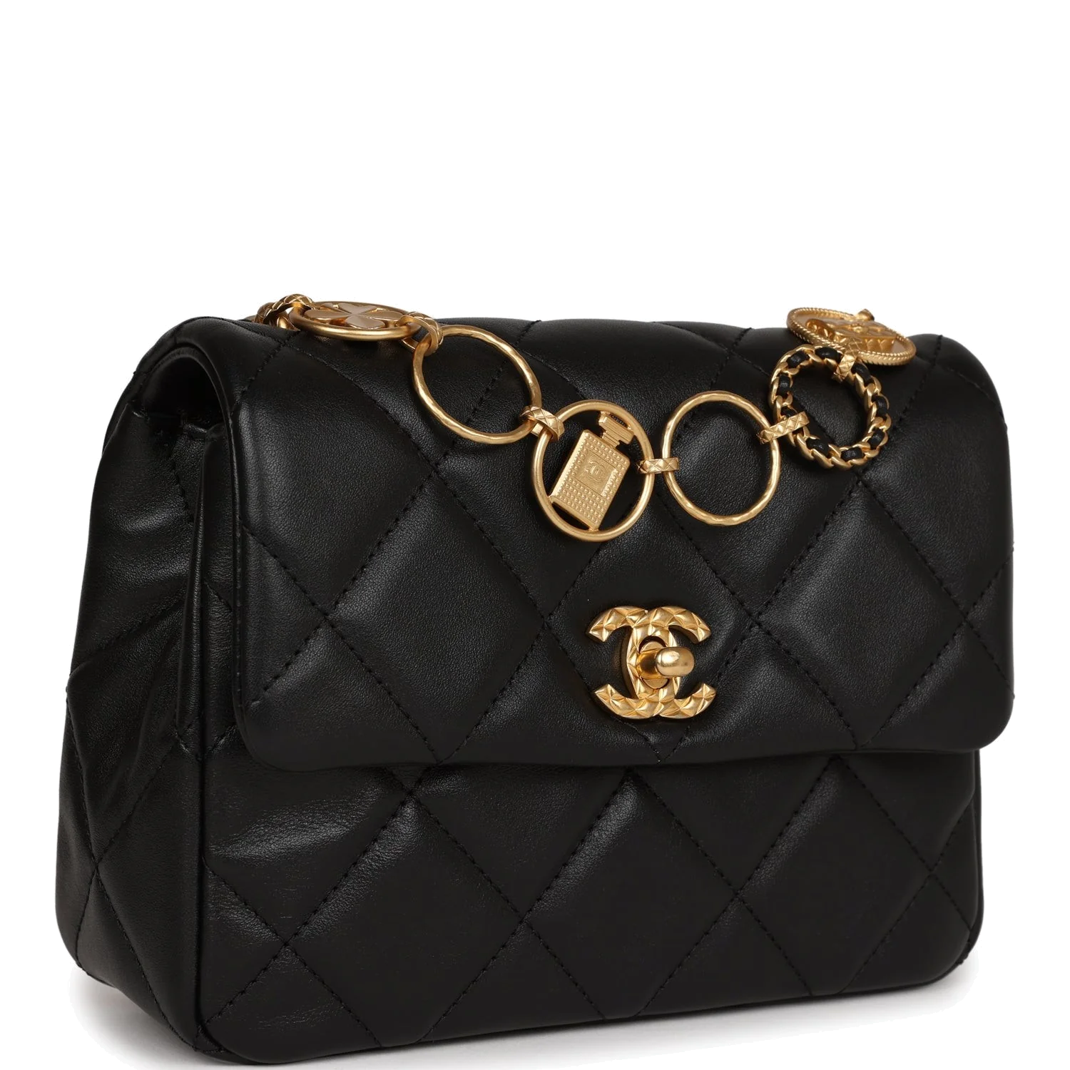 Chanel Mini Charms Flap Bag Black Lambskin — фото 3