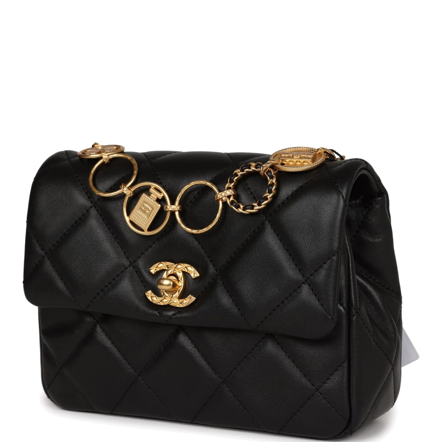 Chanel Mini Charms Flap Bag Black Lambskin — фото 4