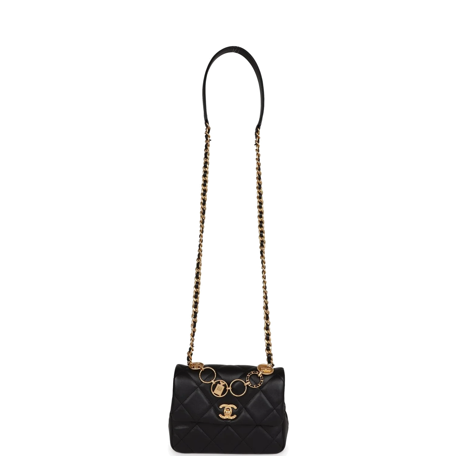 Chanel Mini Charms Flap Bag Black Lambskin — фото 8