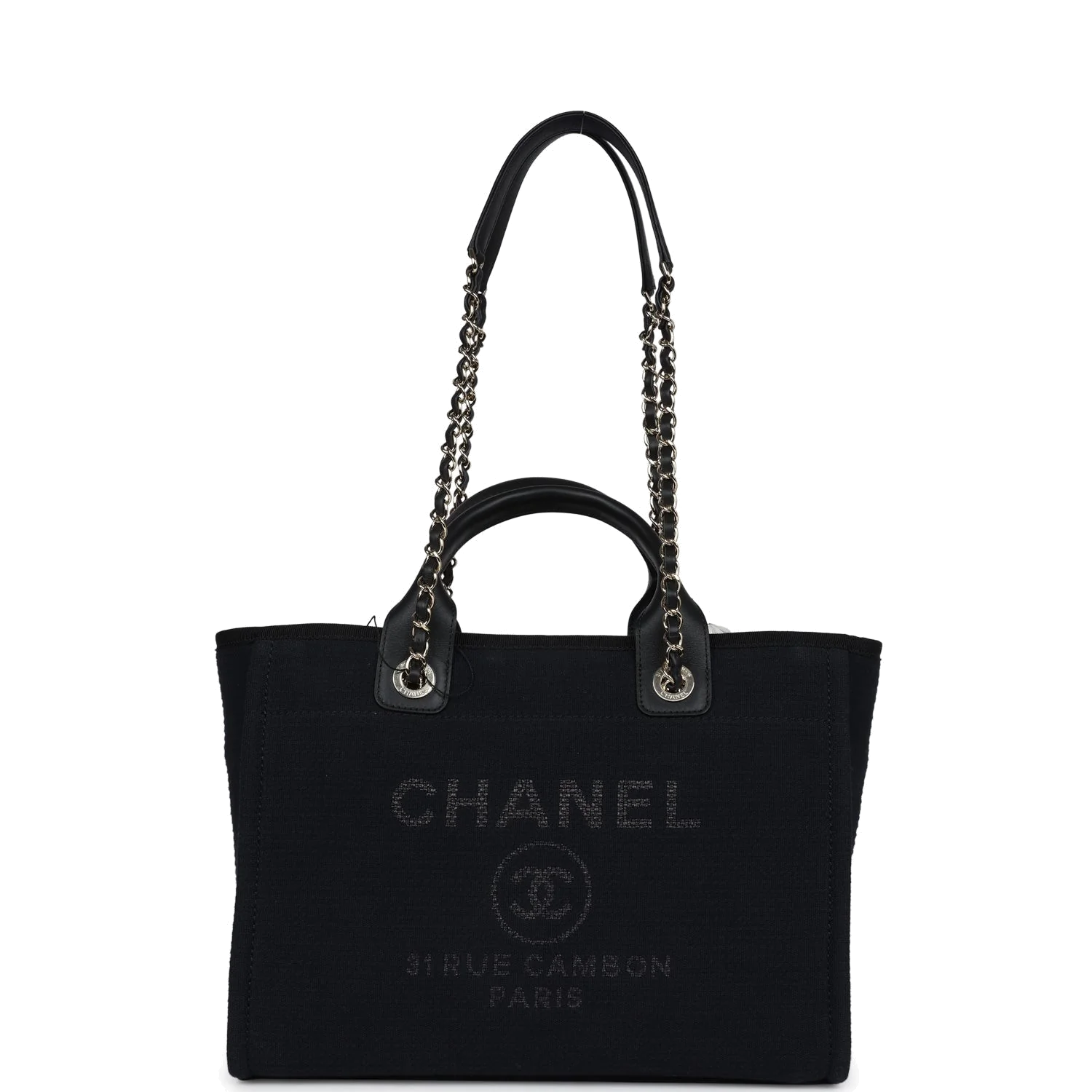 Chanel Small Deauville Shopping Tote Black Canvas — фото 2