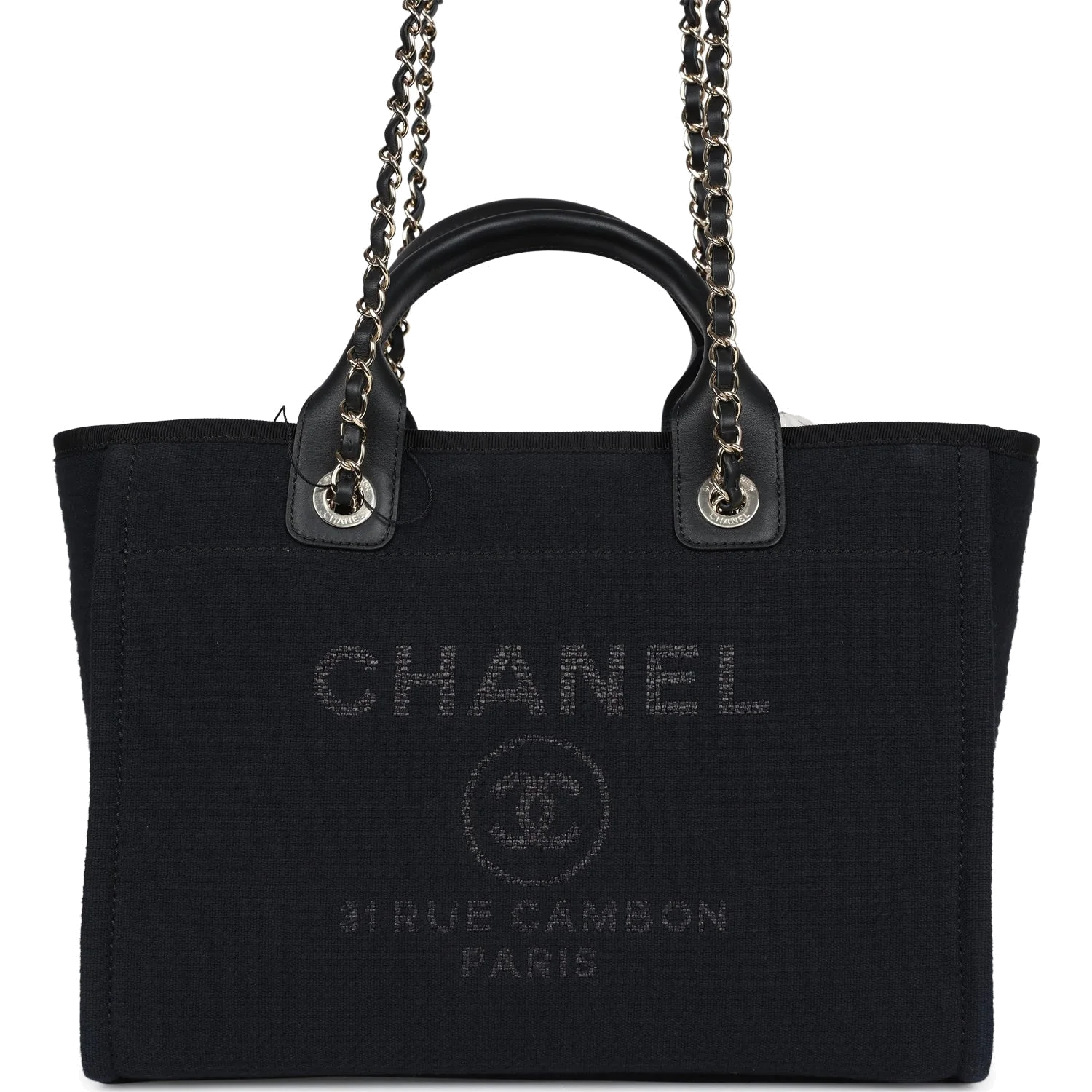 Chanel Small Deauville Shopping Tote Black Canvas — фото 3