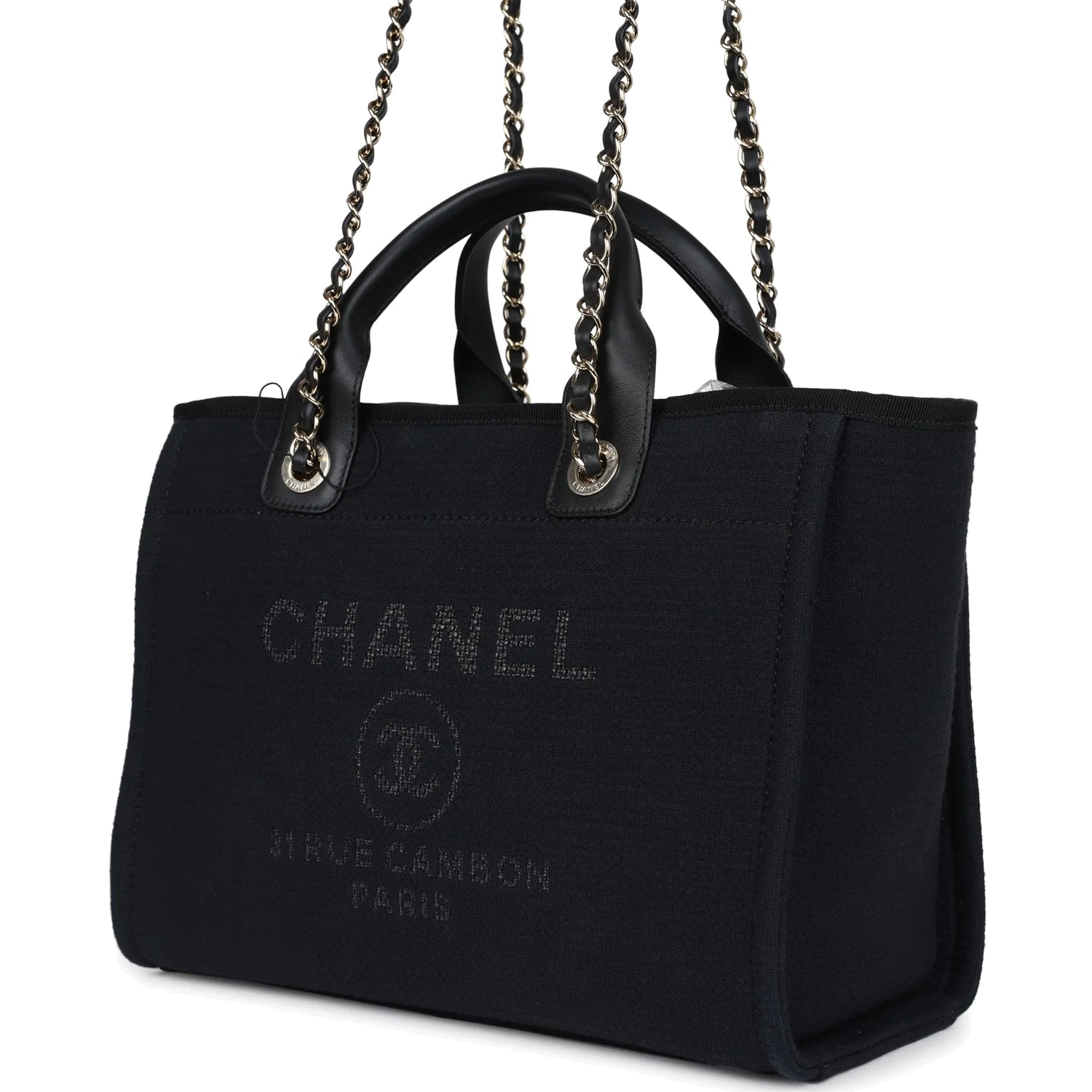 Chanel Small Deauville Shopping Tote Black Canvas — фото 5