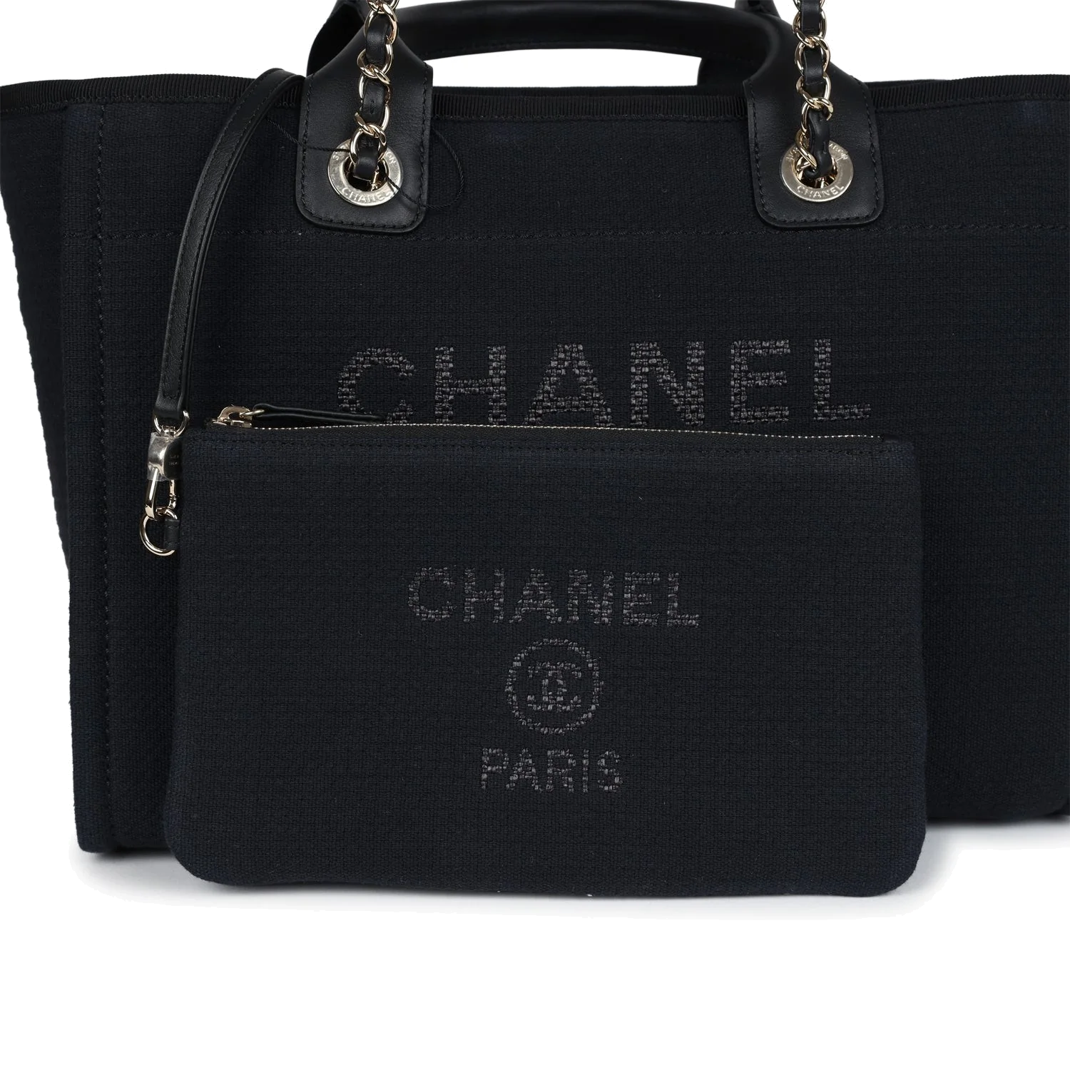 Chanel Small Deauville Shopping Tote Black Canvas — фото 8