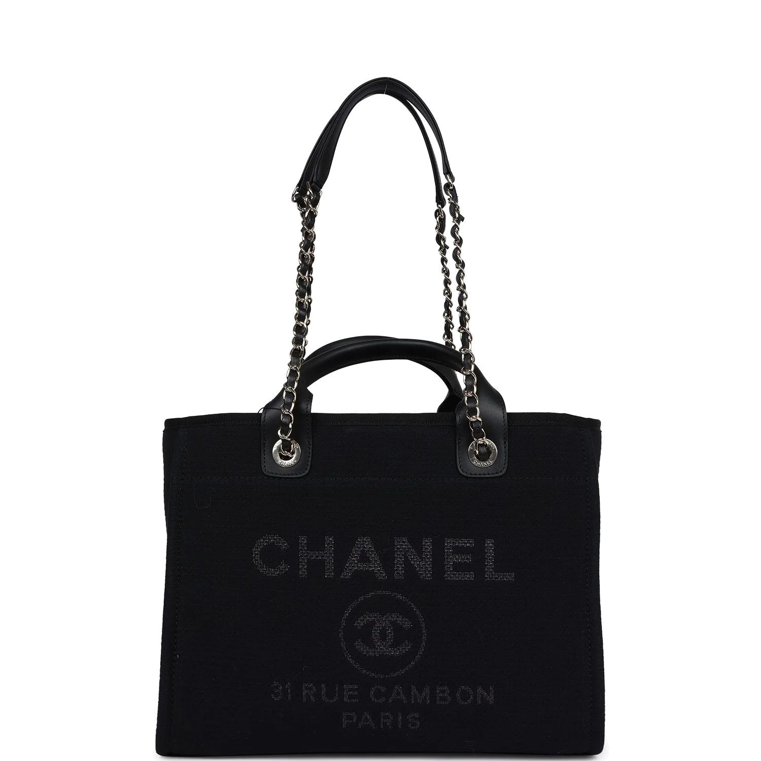 Chanel Small Deauville Shopping Tote Black Canvas