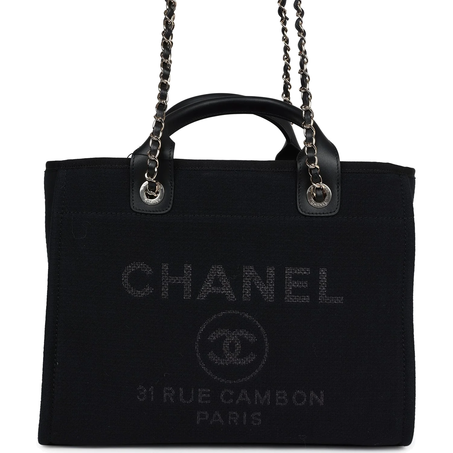 Chanel Small Deauville Shopping Tote Black Canvas — фото 3
