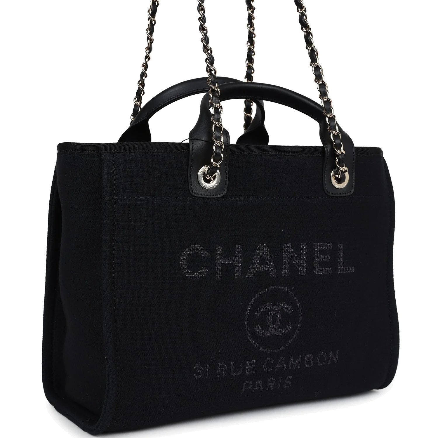 Chanel Small Deauville Shopping Tote Black Canvas — фото 4