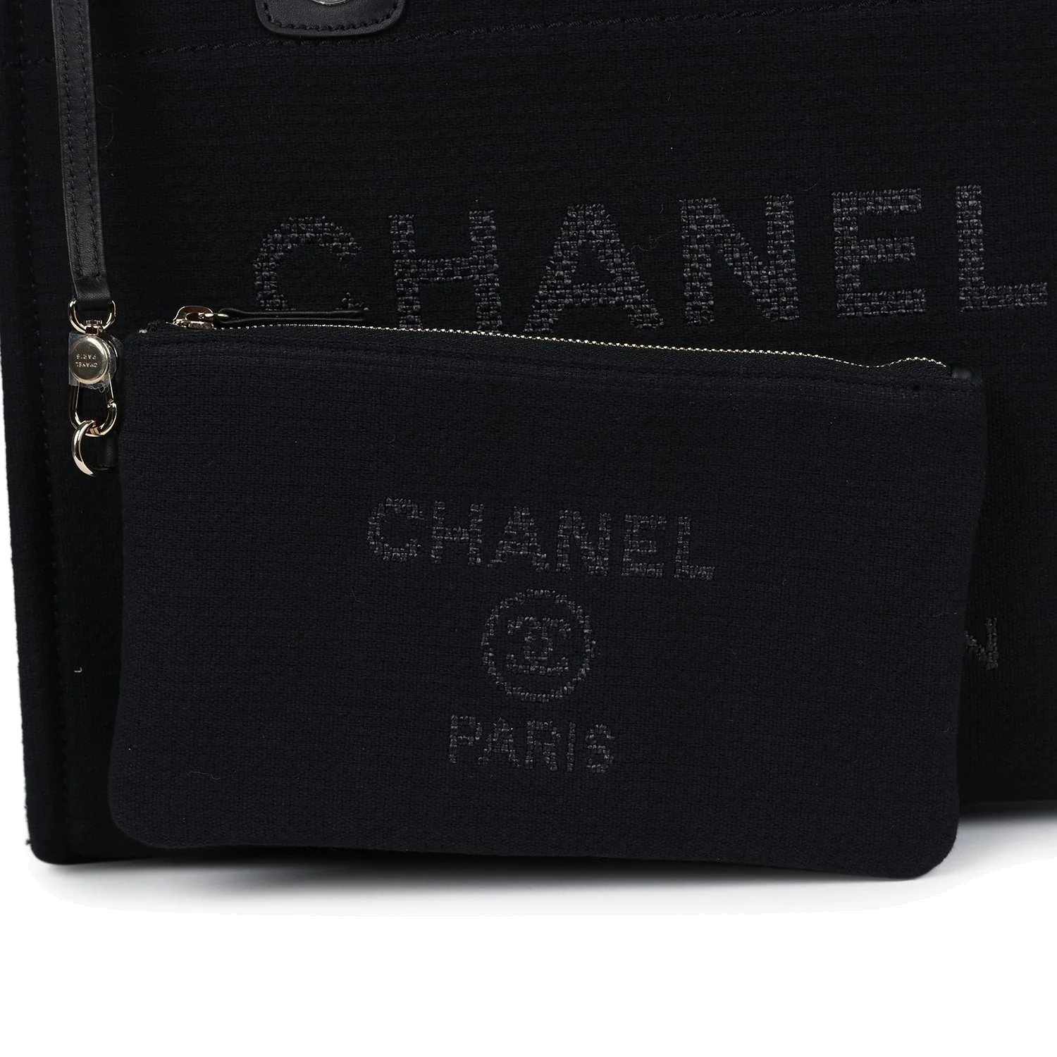 Chanel Small Deauville Shopping Tote Black Canvas — фото 8