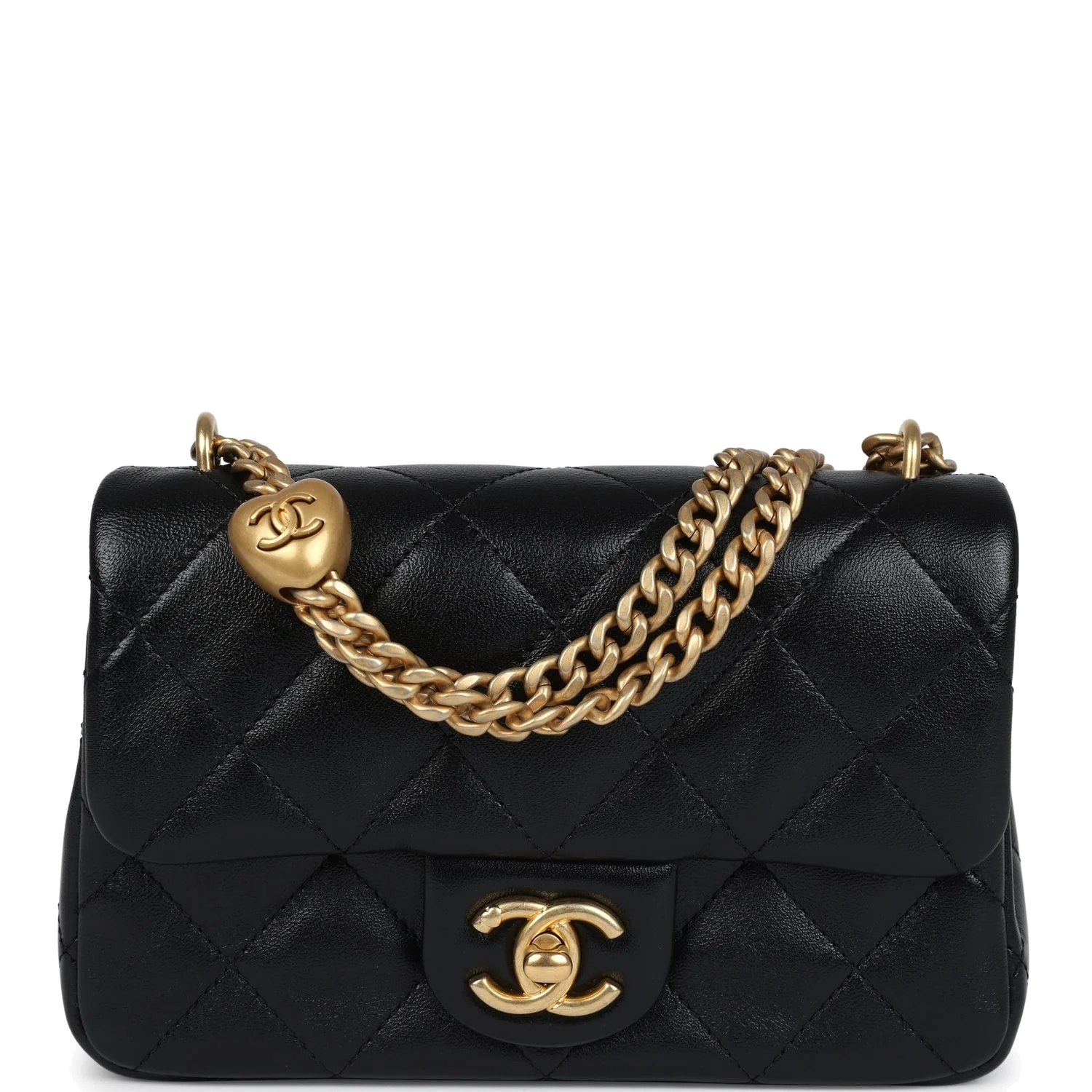 Chanel Mini Sweetheart Crush Square Flap Bag Black Shiny Calfskin