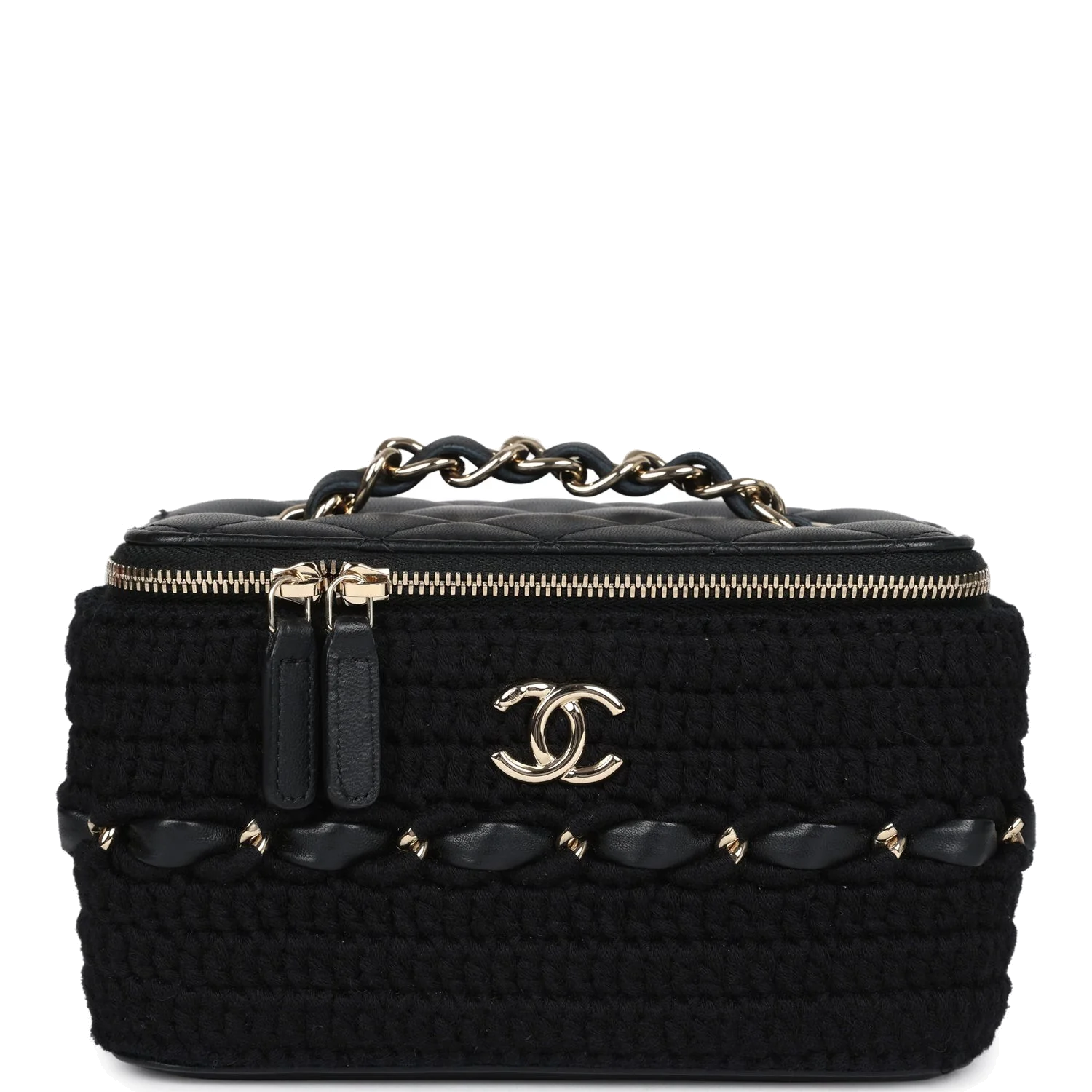 Chanel Small Vanity Case Black Crochet and Lambskin
