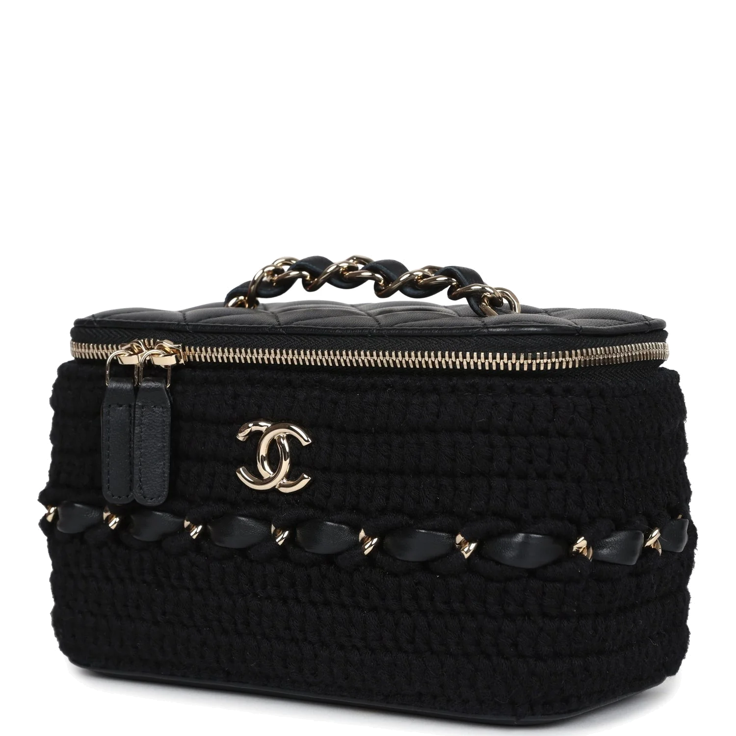Chanel Small Vanity Case Black Crochet and Lambskin — фото 6