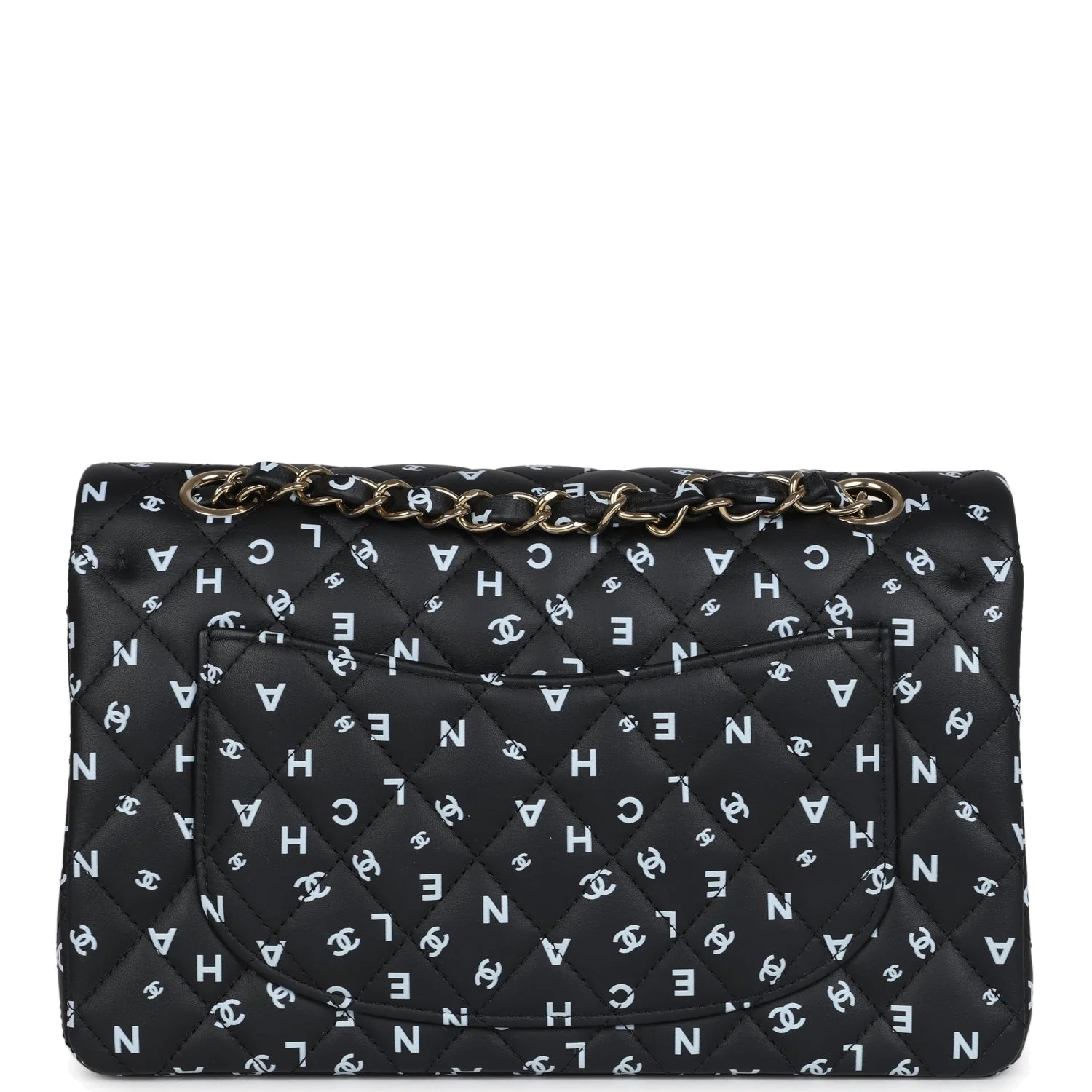 Chanel Small Classic Double Logo Printed Flap Bag Black and White Calfskin — фото 5