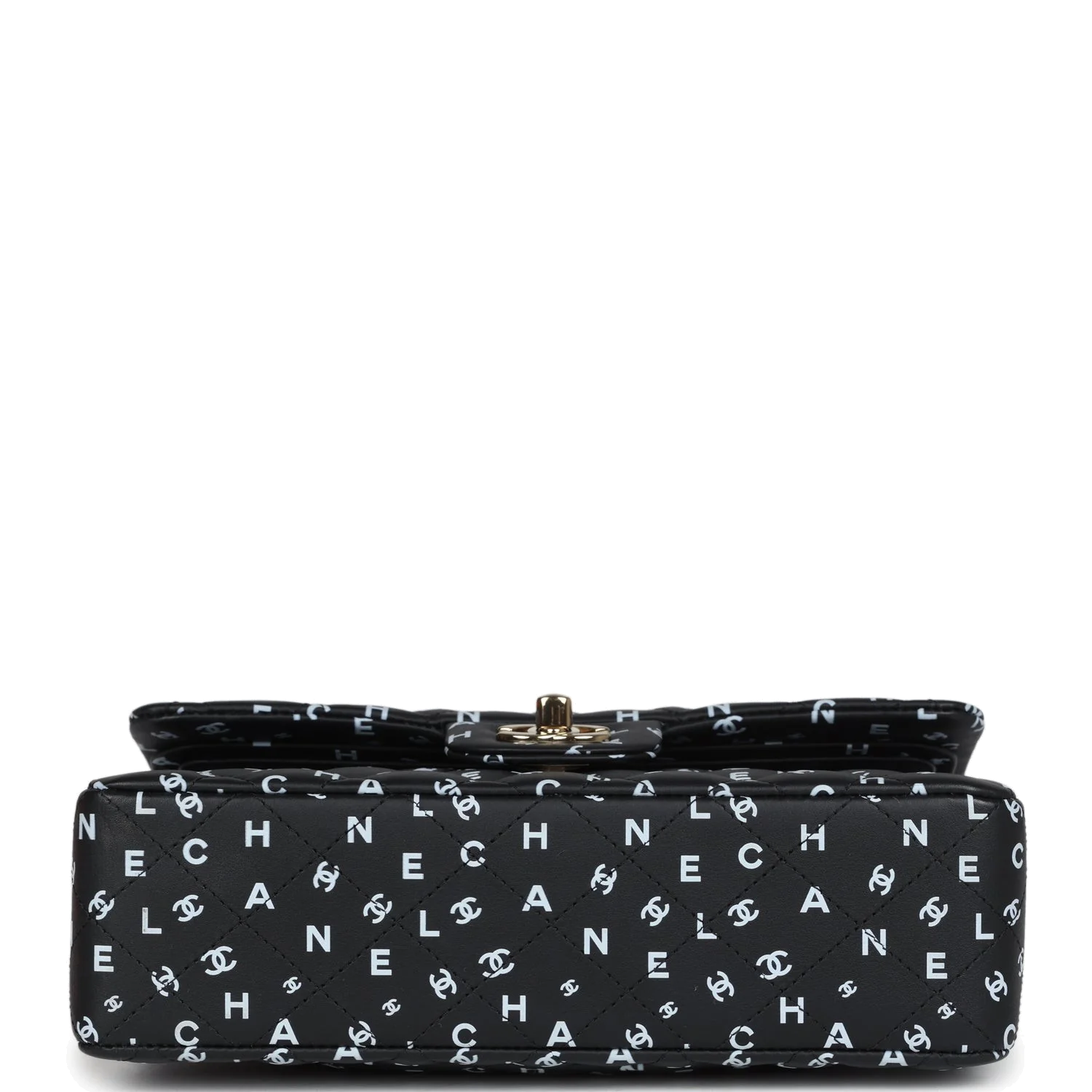 Chanel Small Classic Double Logo Printed Flap Bag Black and White Calfskin — фото 7