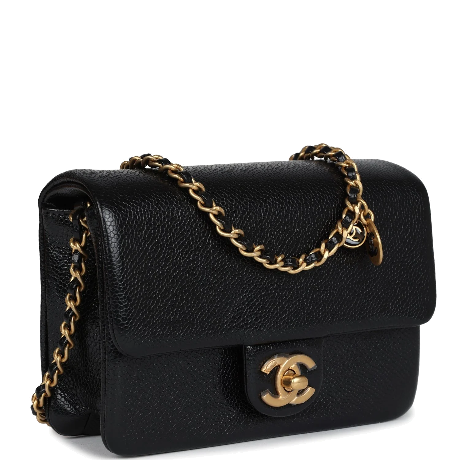 Chanel Mini Flap Bag Black Shiny Caviar — фото 3