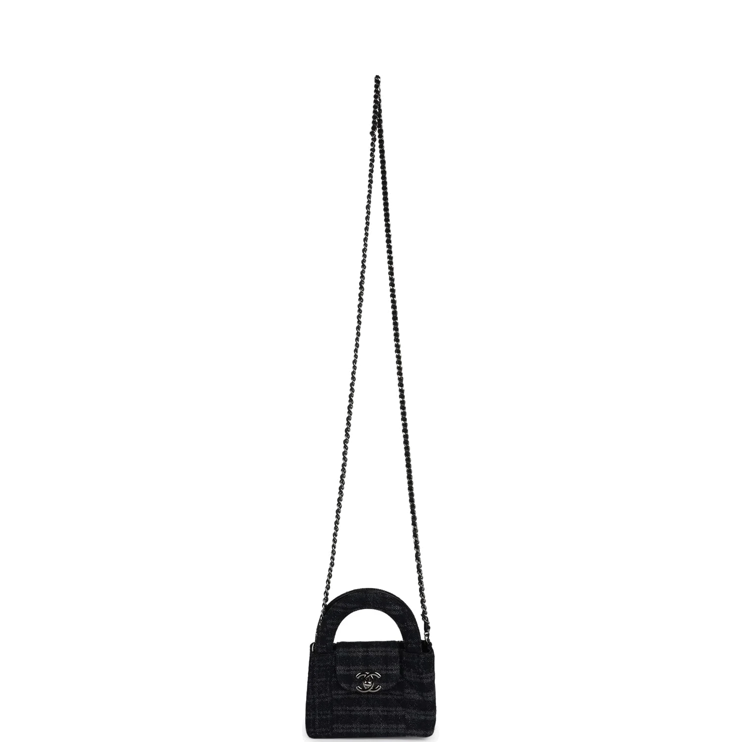 Chanel Nano Kelly Shopper Black and Grey Printed Denim — фото 8