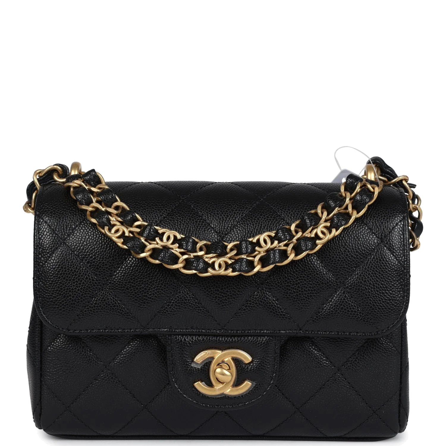 Chanel Mini Top Handle Flap Bag Black Grained Calfskin — фото 3