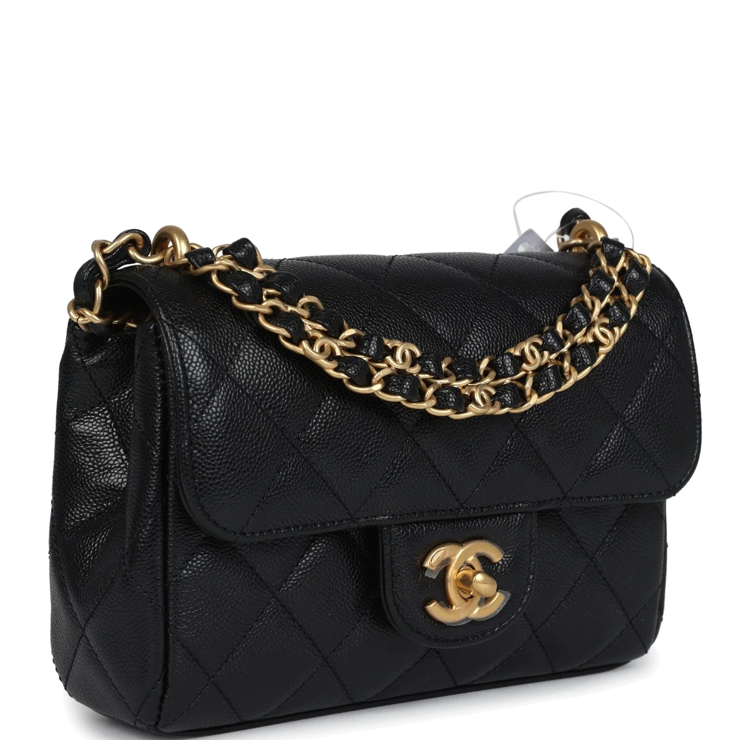 Chanel Mini Top Handle Flap Bag Black Grained Calfskin — фото 4