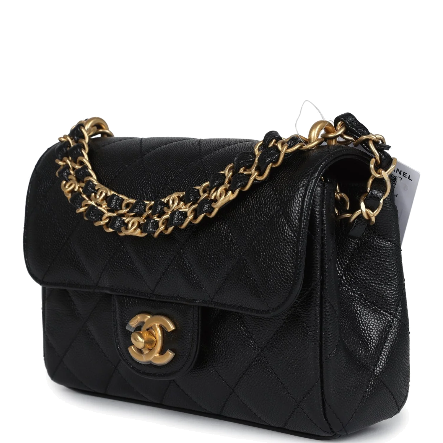 Chanel Mini Top Handle Flap Bag Black Grained Calfskin — фото 5